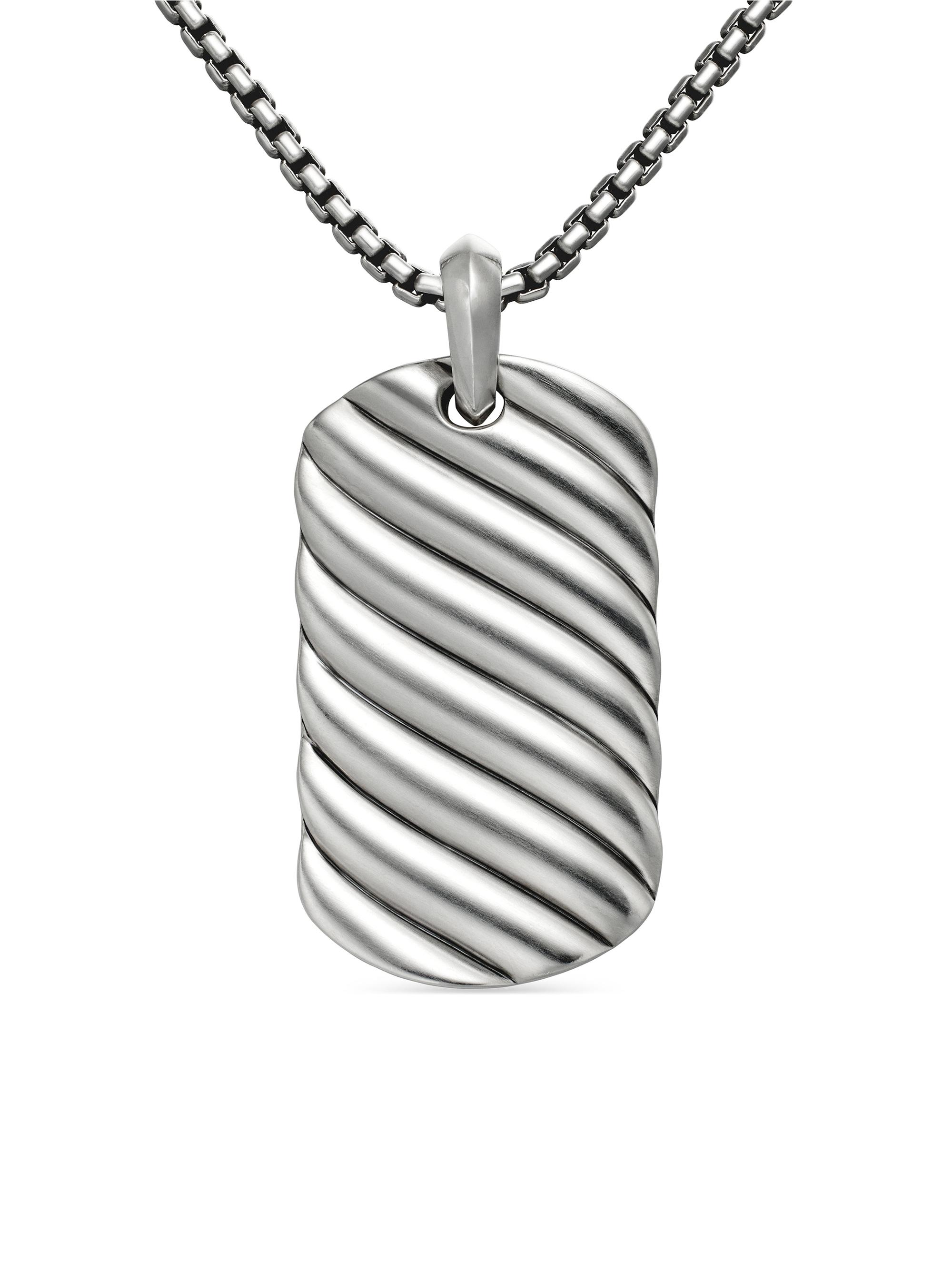 David Yurman Men's Sculpted Cable Tag in Sterling Silver, 42MM - Silver
