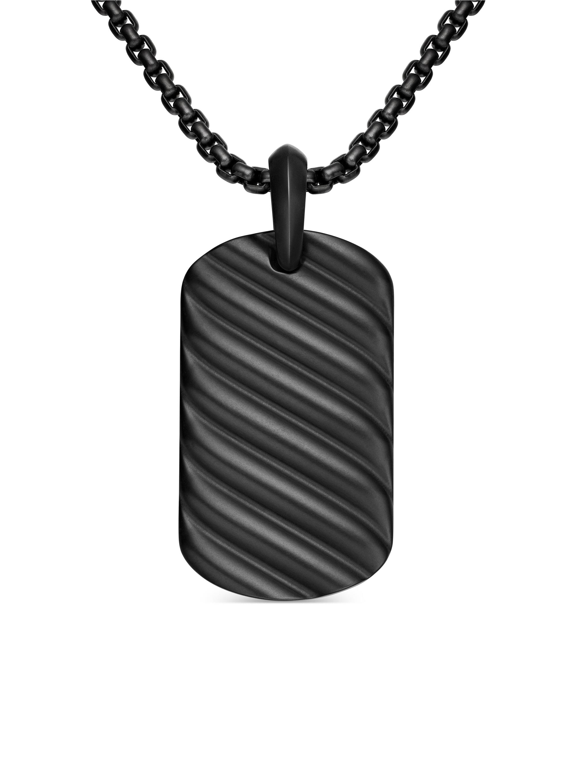 David Yurman Men's Sculpted Cable Tag in Titanium, 35MM - Black