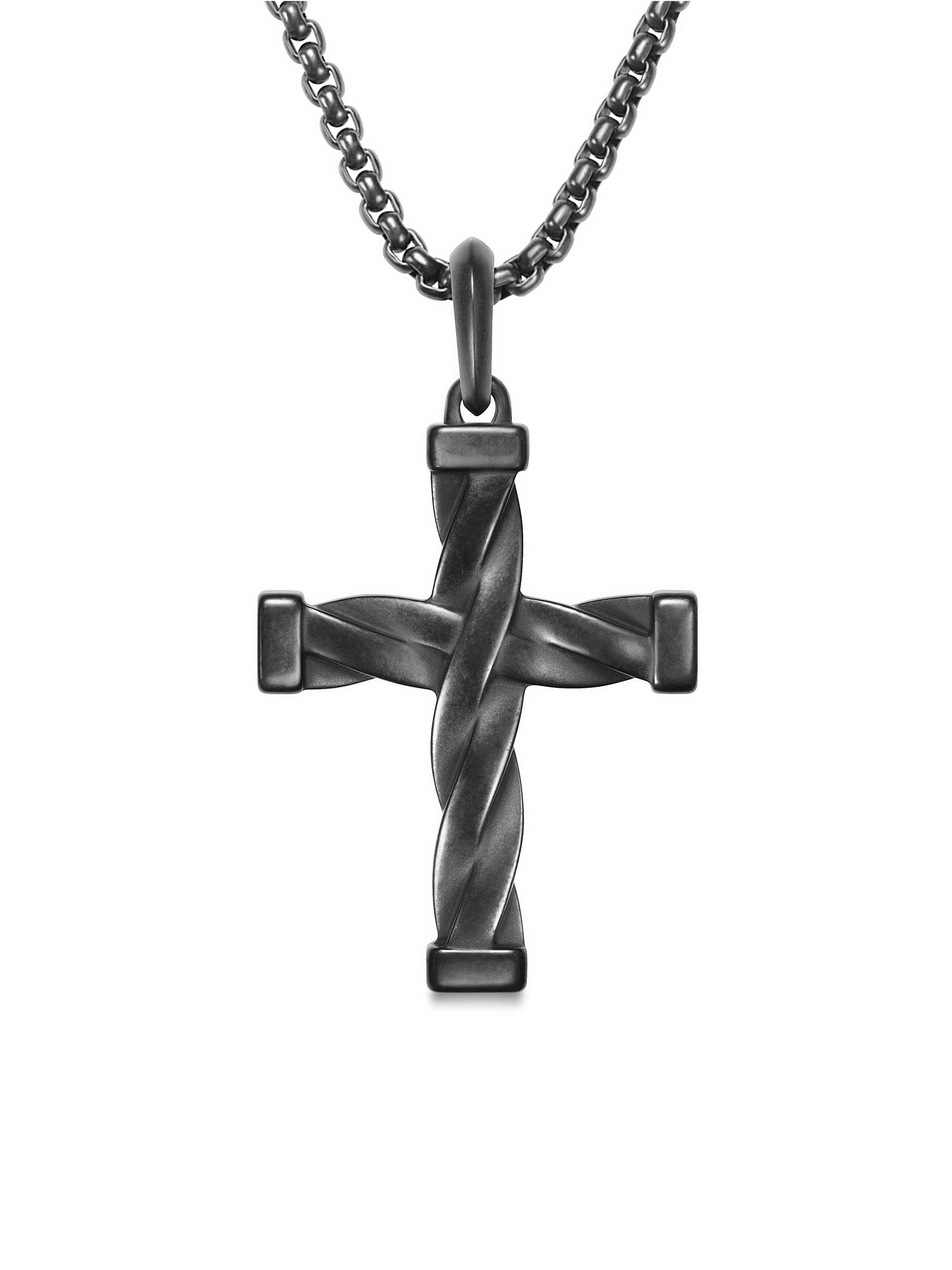 David Yurman Men's DY Helios Cross Pendant in Titanium, 48MM - Black
