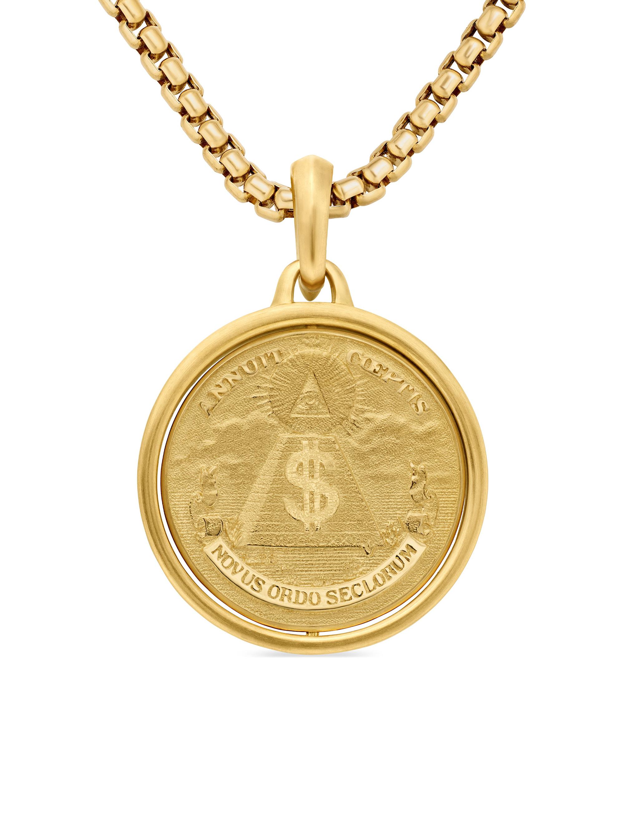 David Yurman Men's Currency Duality Amulet in 18K Yellow Gold, 30MM - Gold