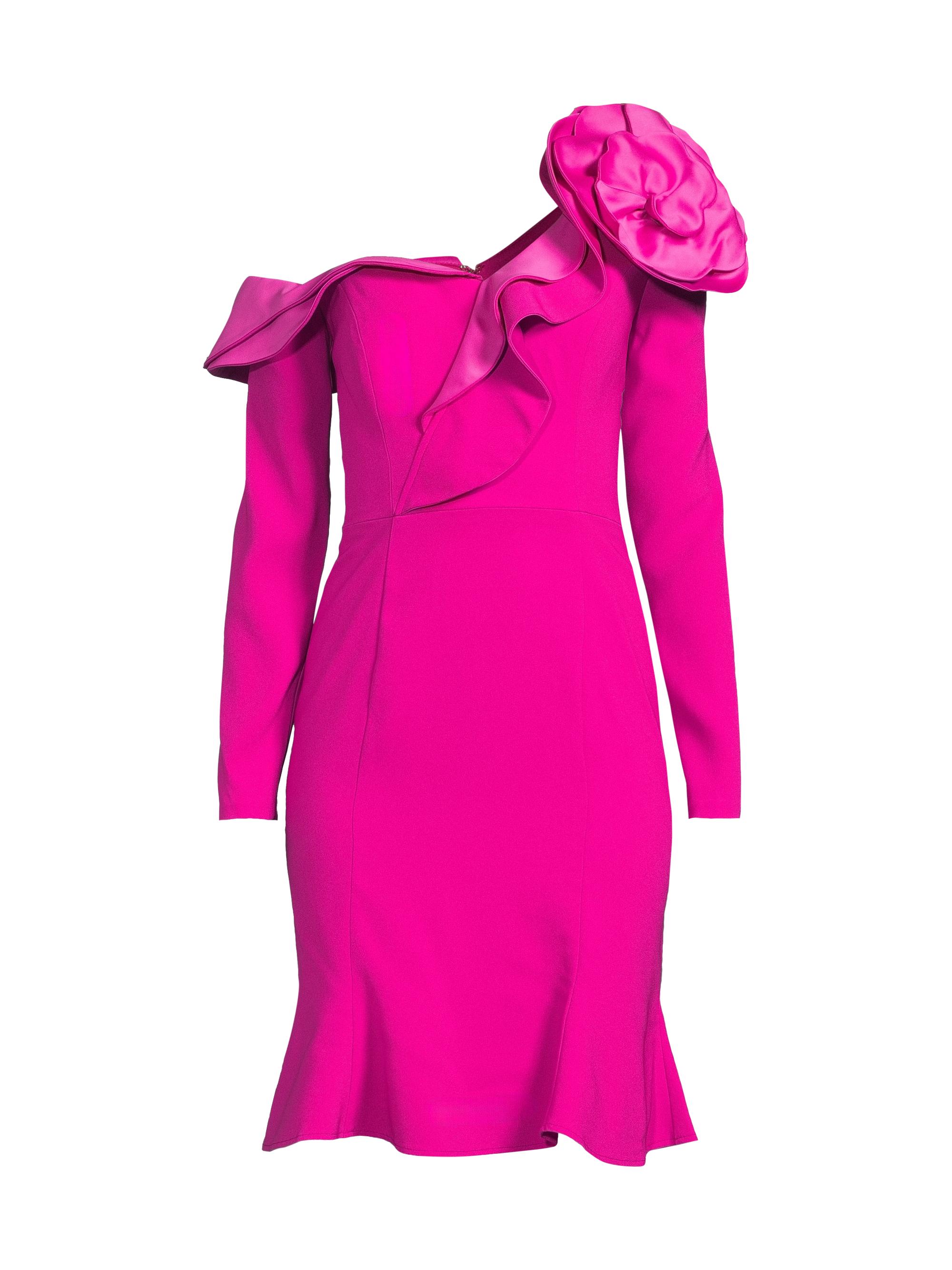 Shani Women's Ruffle Crepe One-Shoulder Knee-Length Dress - Pink