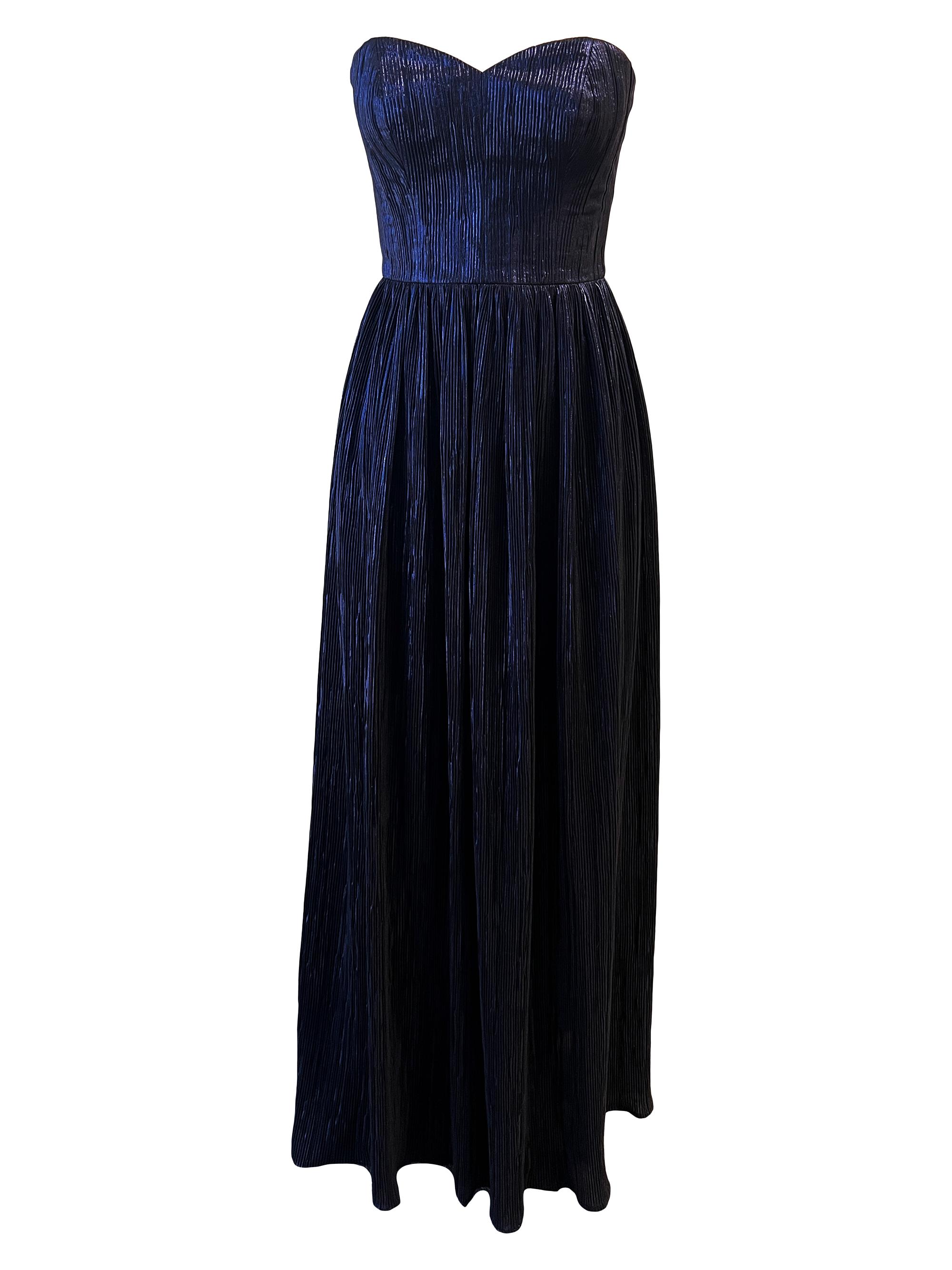 strapless open back dress Pleated Drop Waist Maxi Dress