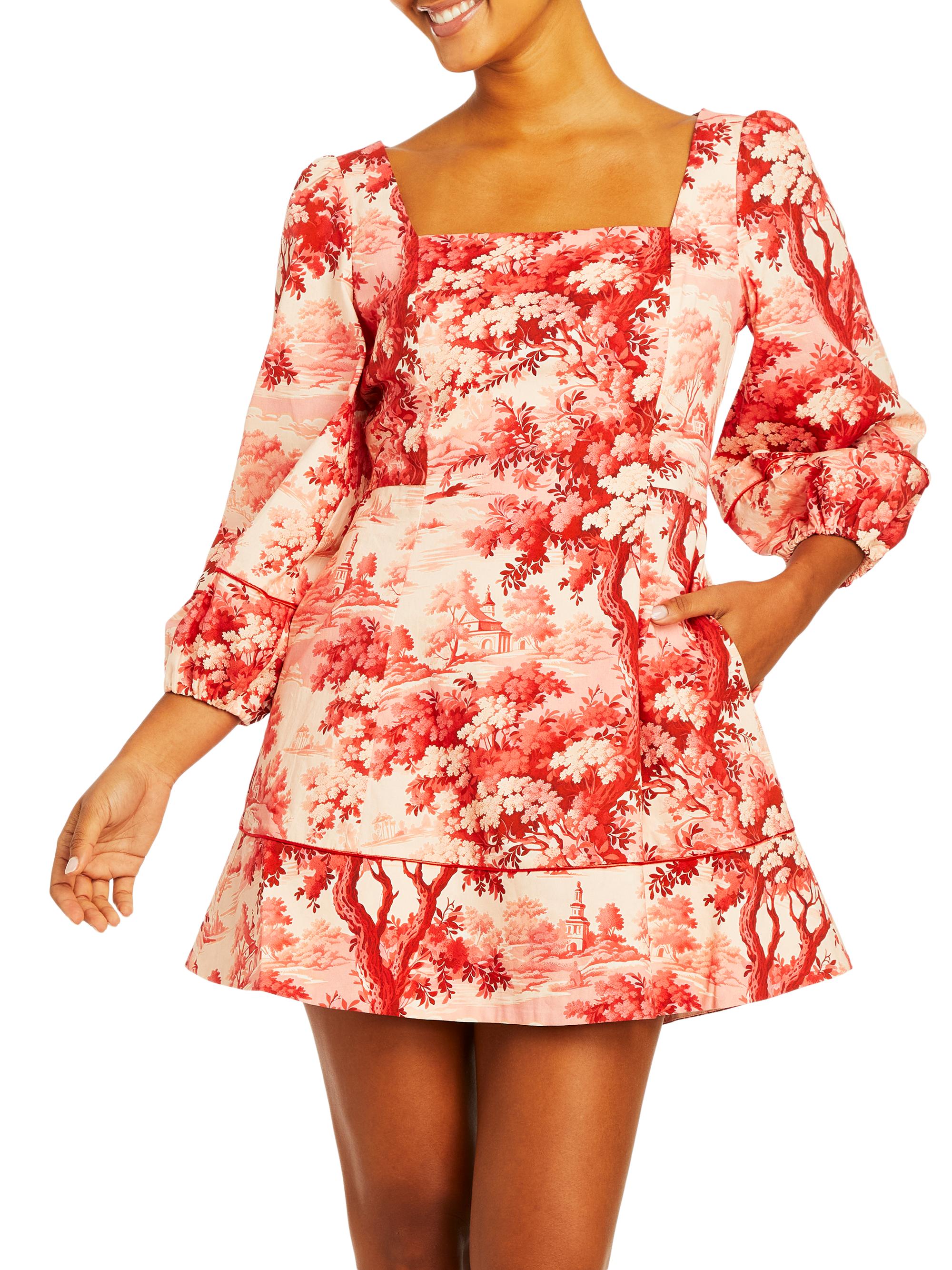 Mestiza New York Women's Valeria Floral Puff Sleeve Minidress - Burgundy Red