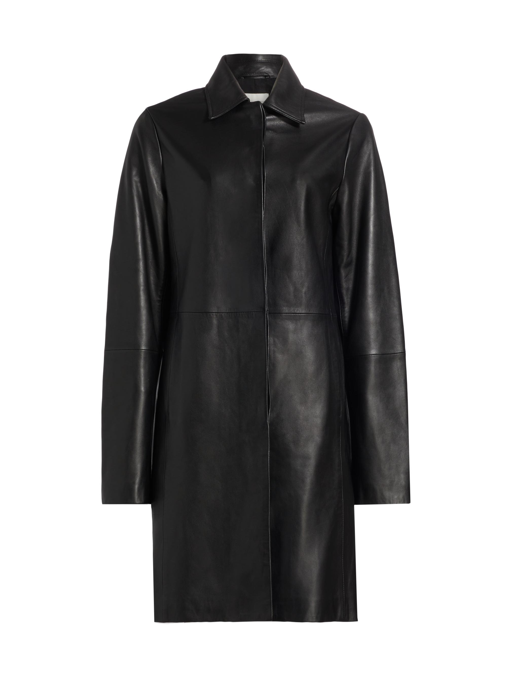 Loulou Studio Women's Leather Knee-Length Coat - Black