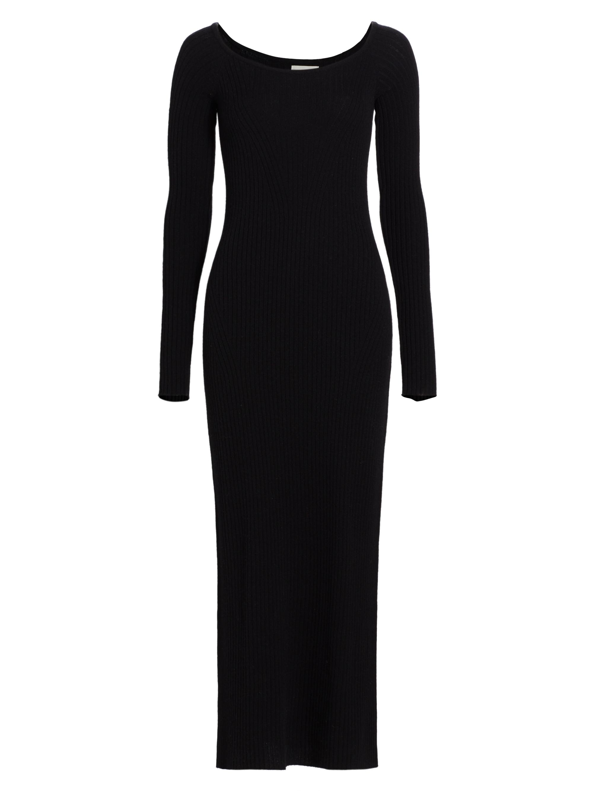 Loulou Studio Women's Ribbed Wool & Cashmere Maxi Dress - Black