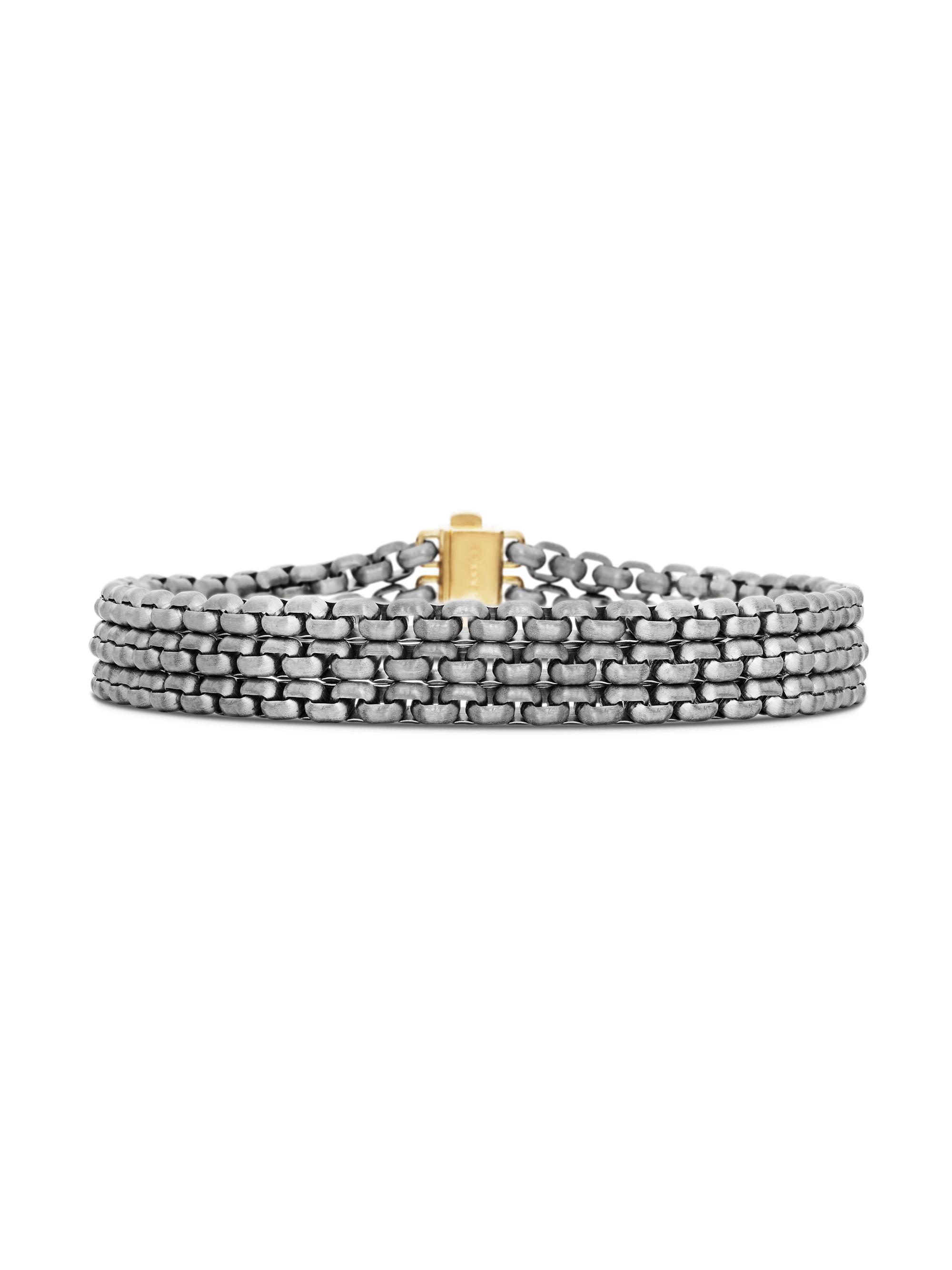 David Yurman Men's Three Row Box Chain Bracelet in Titanium - Silver Gold