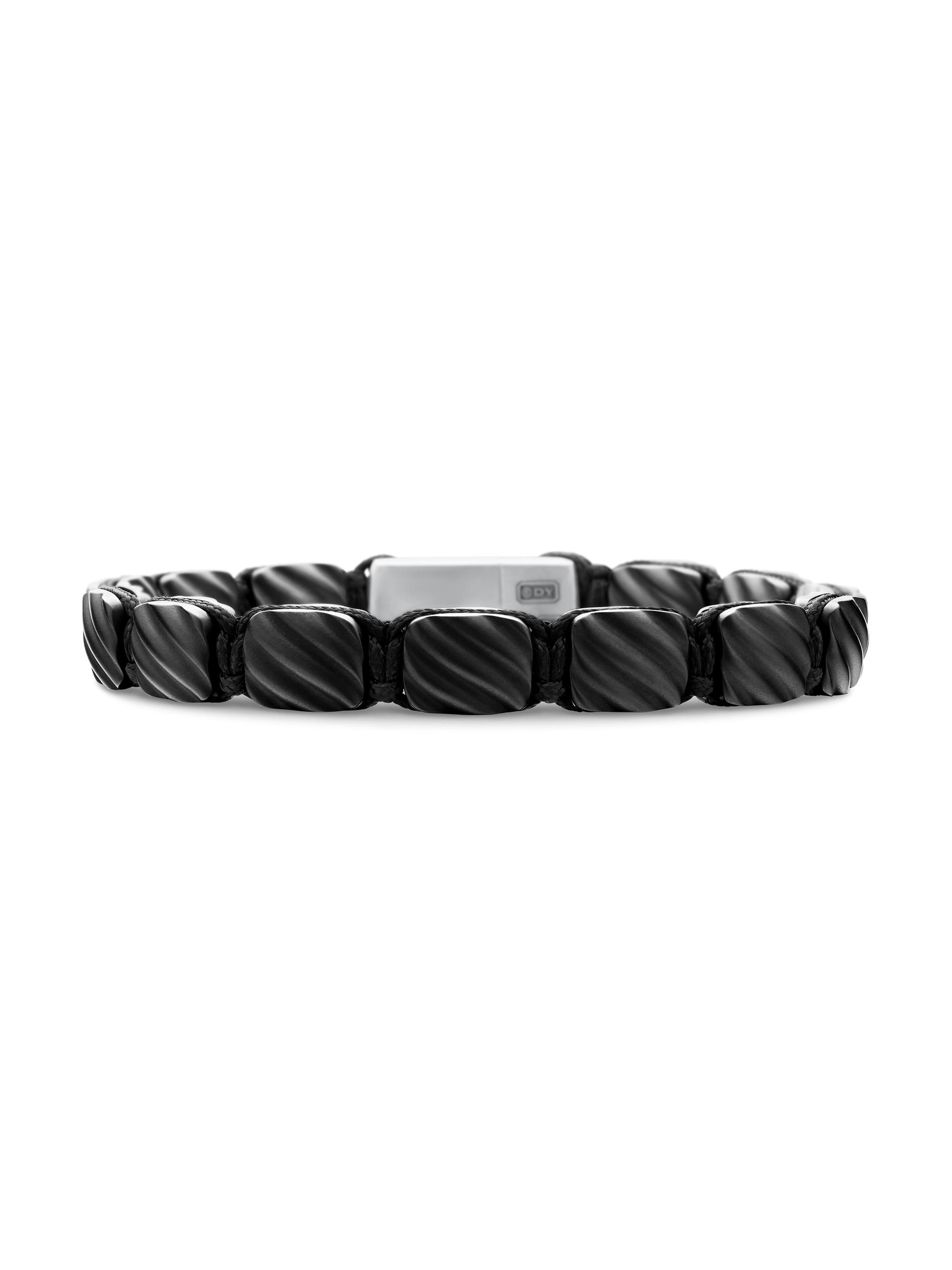 David Yurman Men's Sculpted Cable Woven Tile Bracelet in Titanium - Silver Black