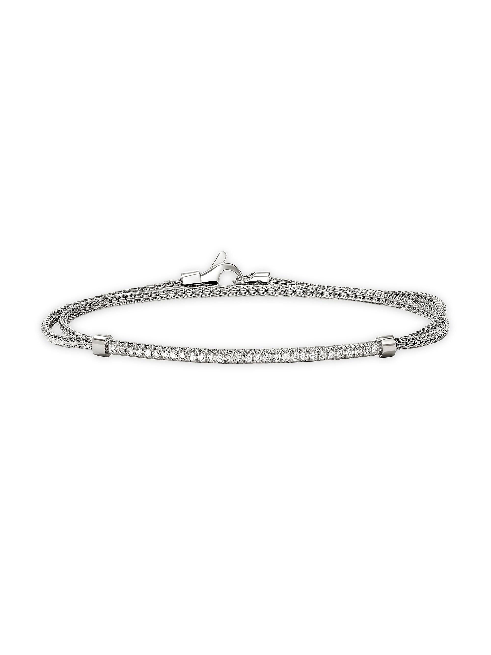 John Hardy Women's JH Essentials Pavé Sterling Silver & 0.24 TCW Diamond Wrap Bracelet - Silver