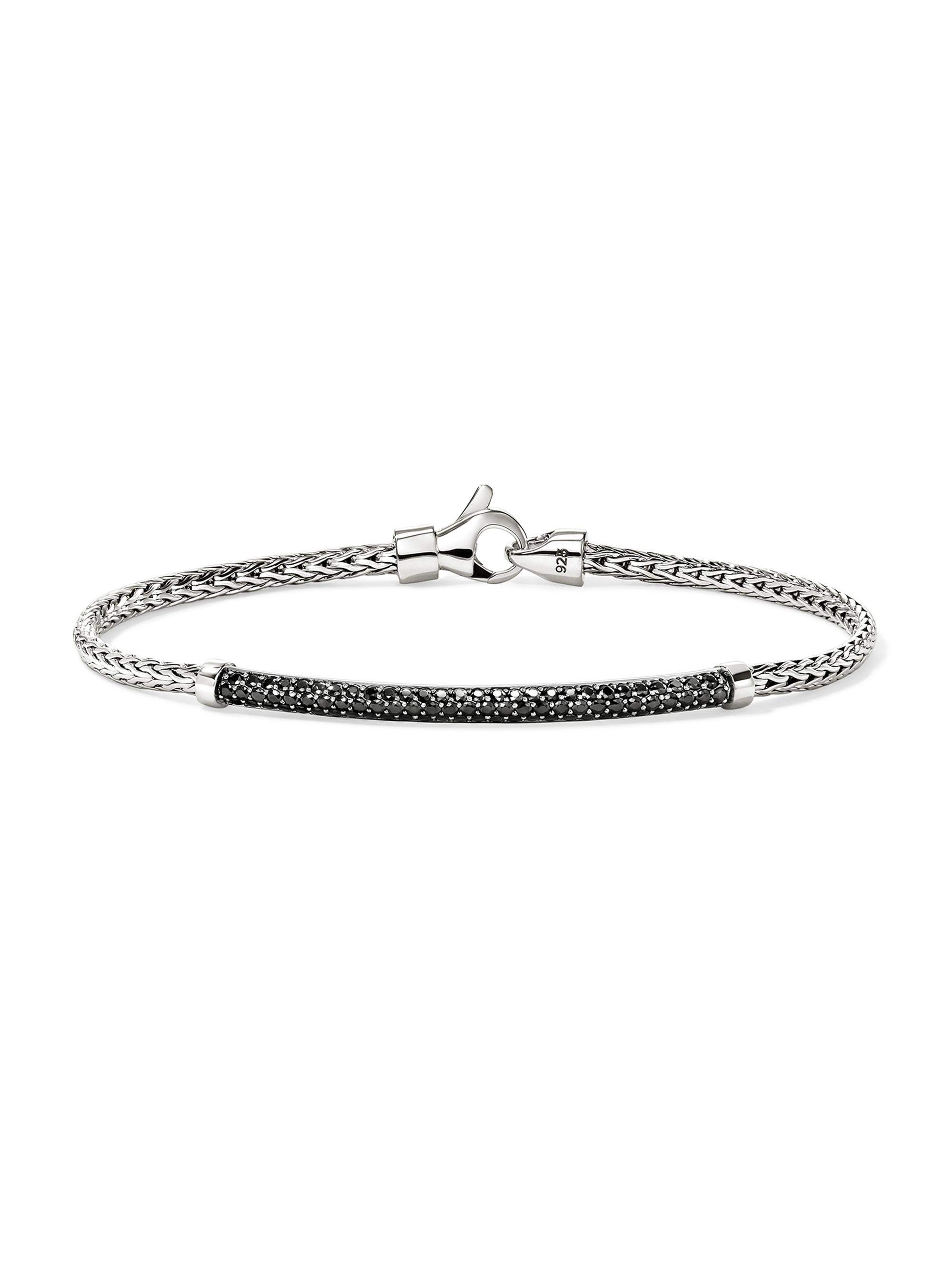 John Hardy Women's JH Essentials Pavé Sterling Silver & Black Sapphire Bracelet - Silver