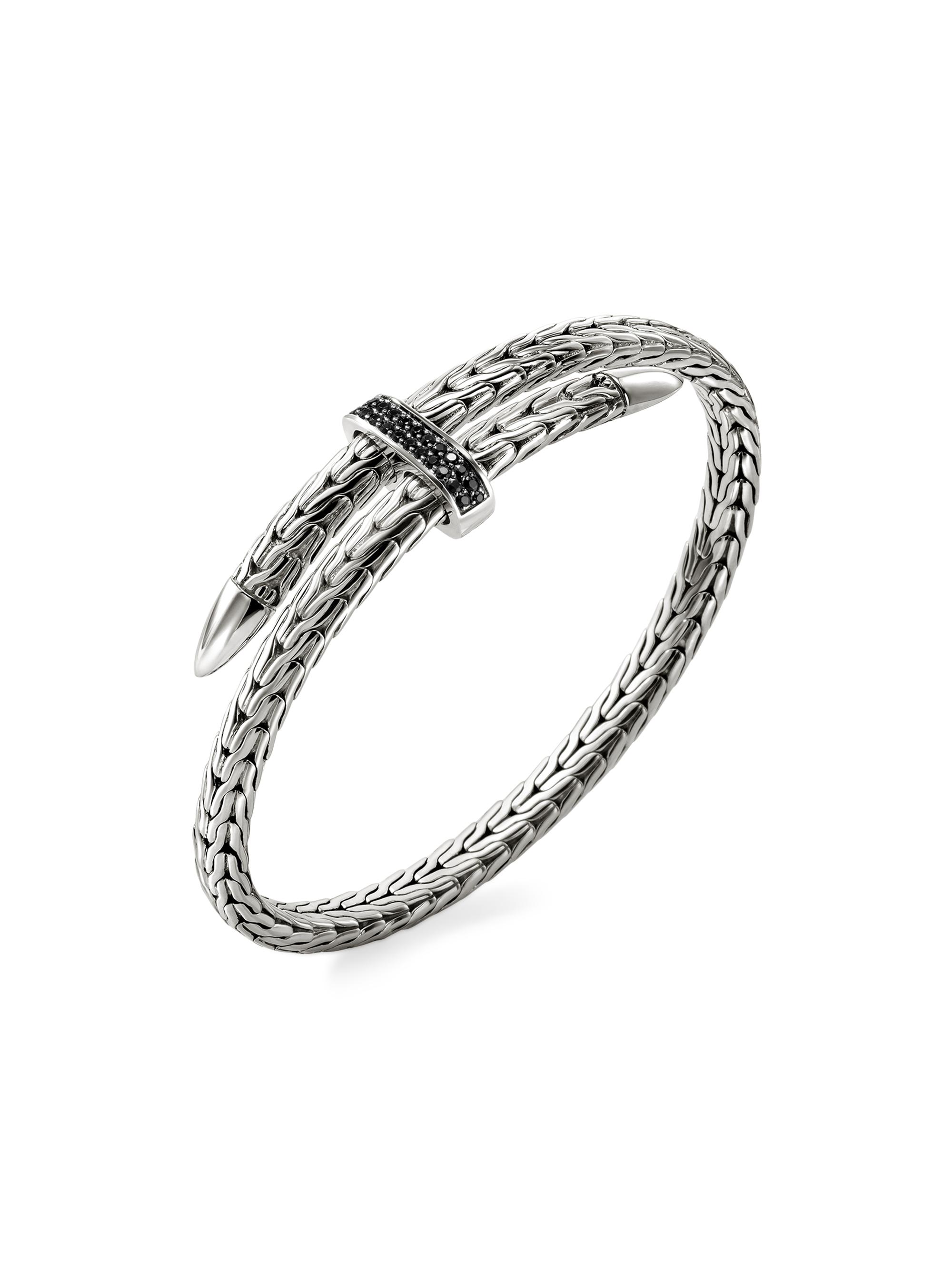 John Hardy Women's Spear Flex Sterling Silver & Black Sapphire Cuff - Silver