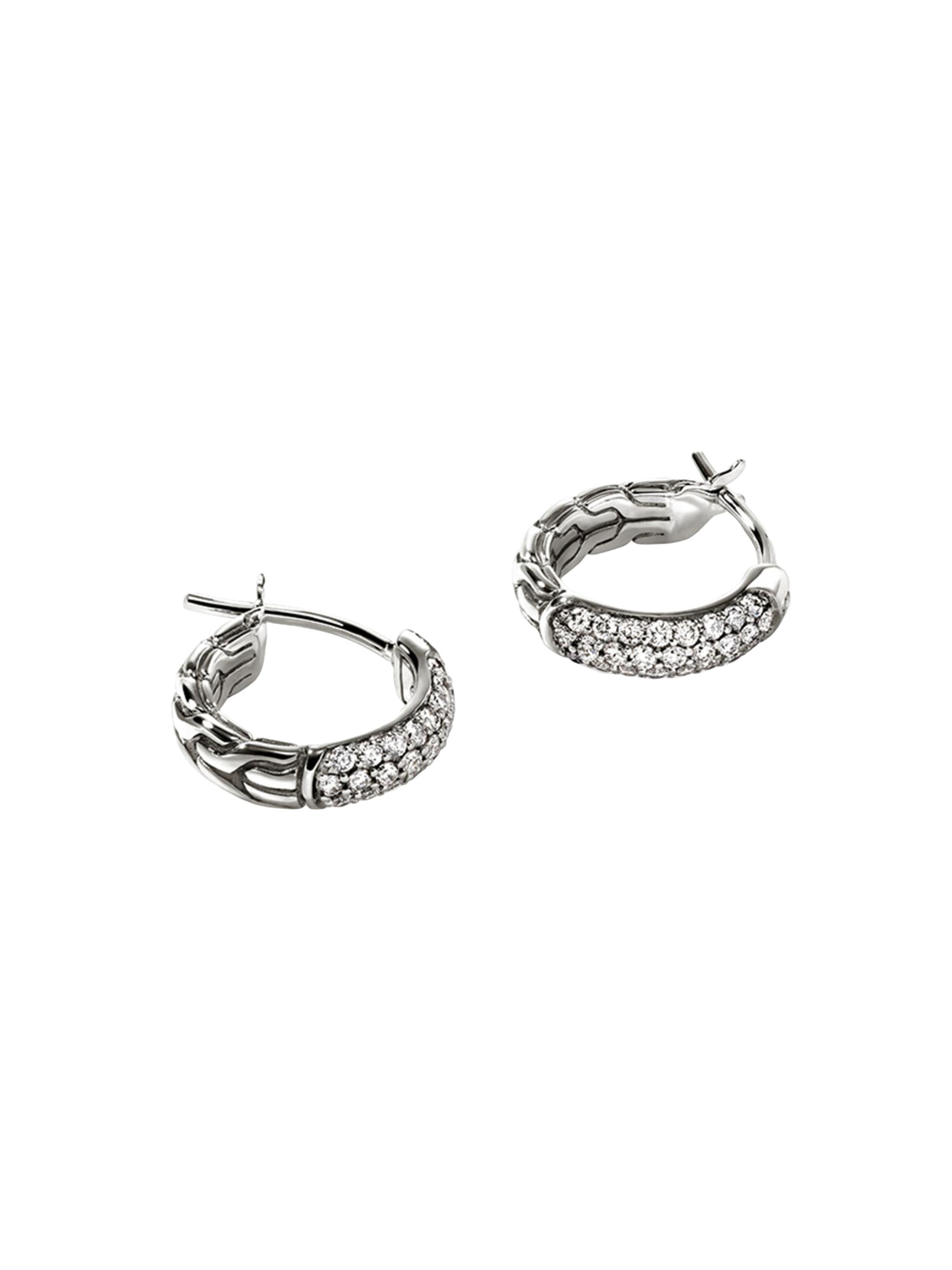 John Hardy Women's JH Essentials Sterling Silver & 0.40 TCW Diamond Hoop Earrings - Silver