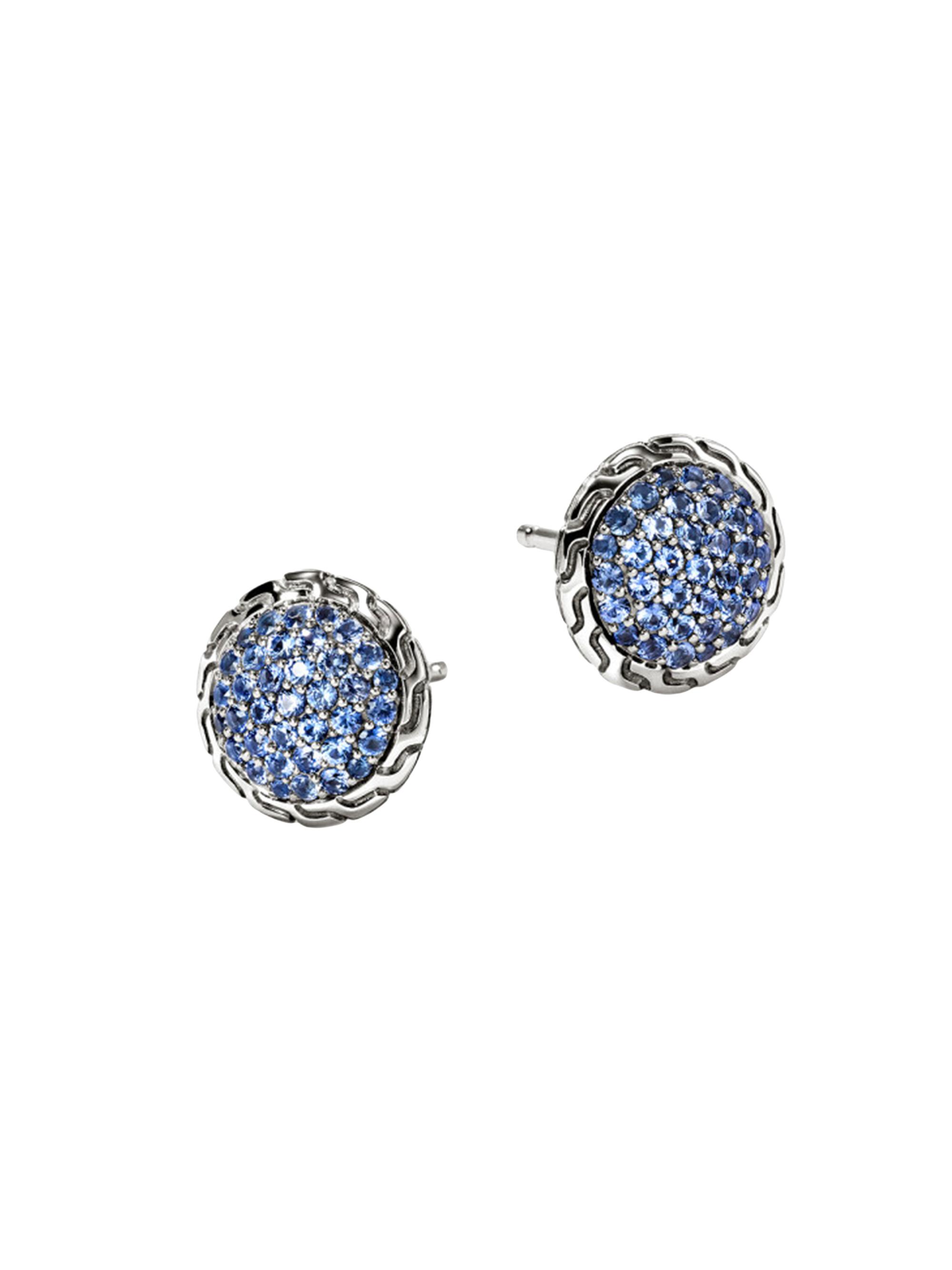 John Hardy Women's JH Essentials Sterling Silver & Blue Sapphire Pavé Stud Earrings - Silver