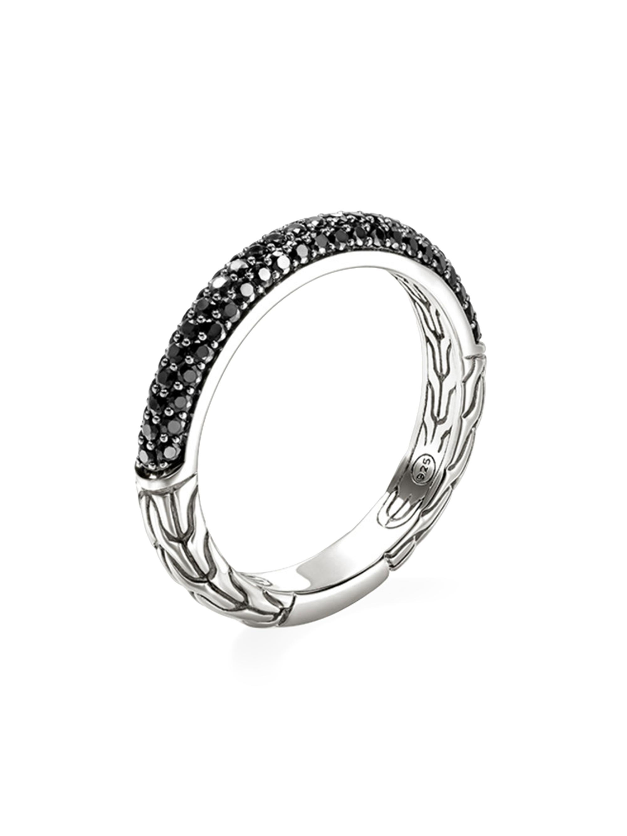 John Hardy Women's JH Essentials Sterling Silver & Black Sapphire Pavé Band Ring - Silver