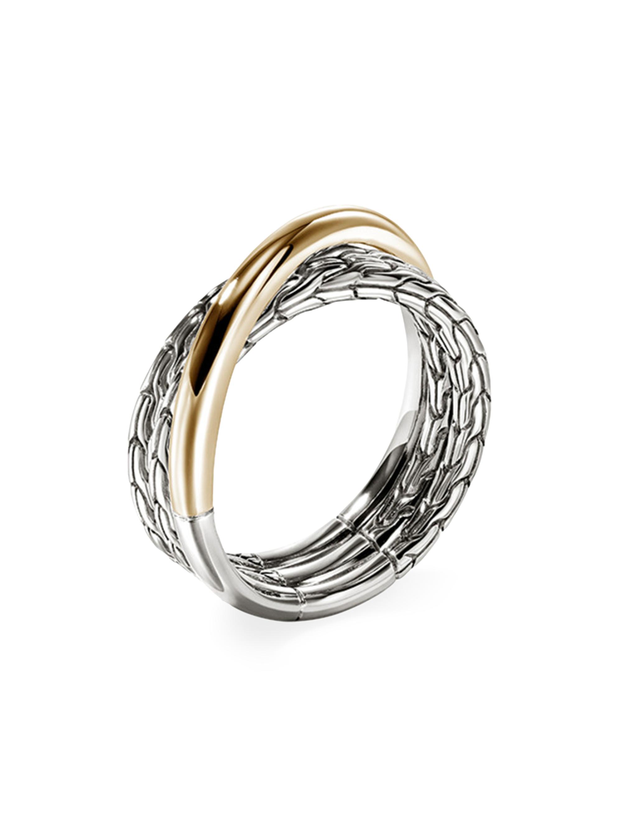 John Hardy Women's JH Essentials 14K Yellow Gold & Sterling Silver Crossover Ring - Silver And Yellow Gold