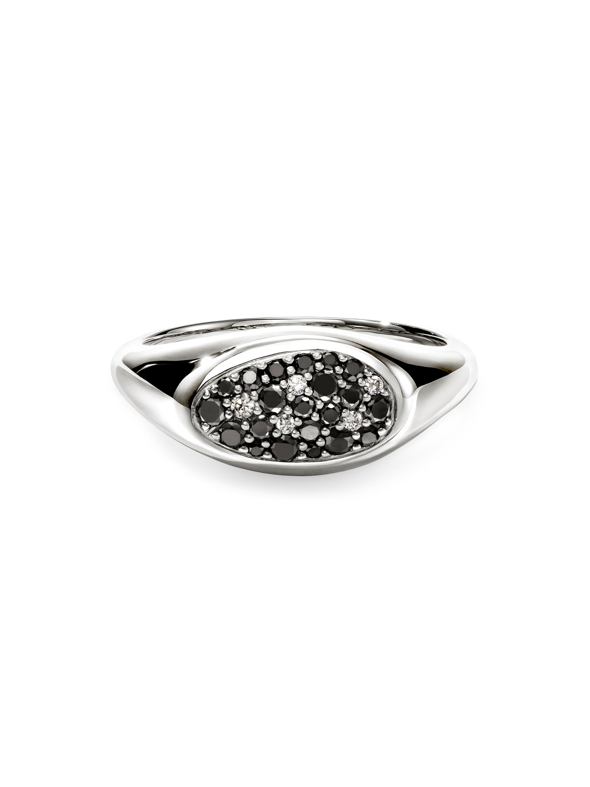 John Hardy Women's Pebble Sterling Silver & 0.02 TCW Pavé Black & White Diamond Ring - Silver