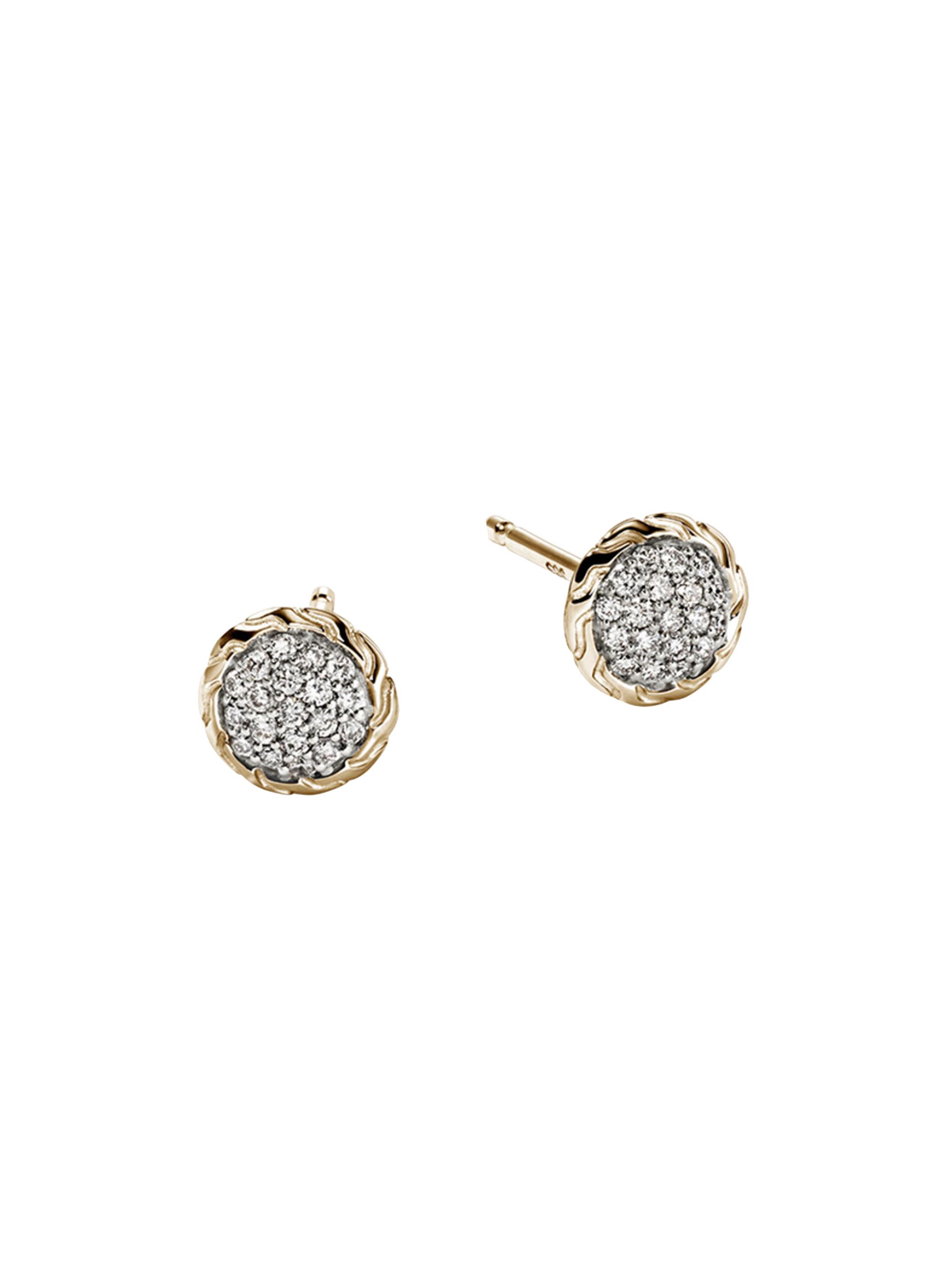John Hardy Women's JH Essentials 14K Yellow Gold & 0.19 TCW Diamond Pavé Stud Earrings - Yellow Gold