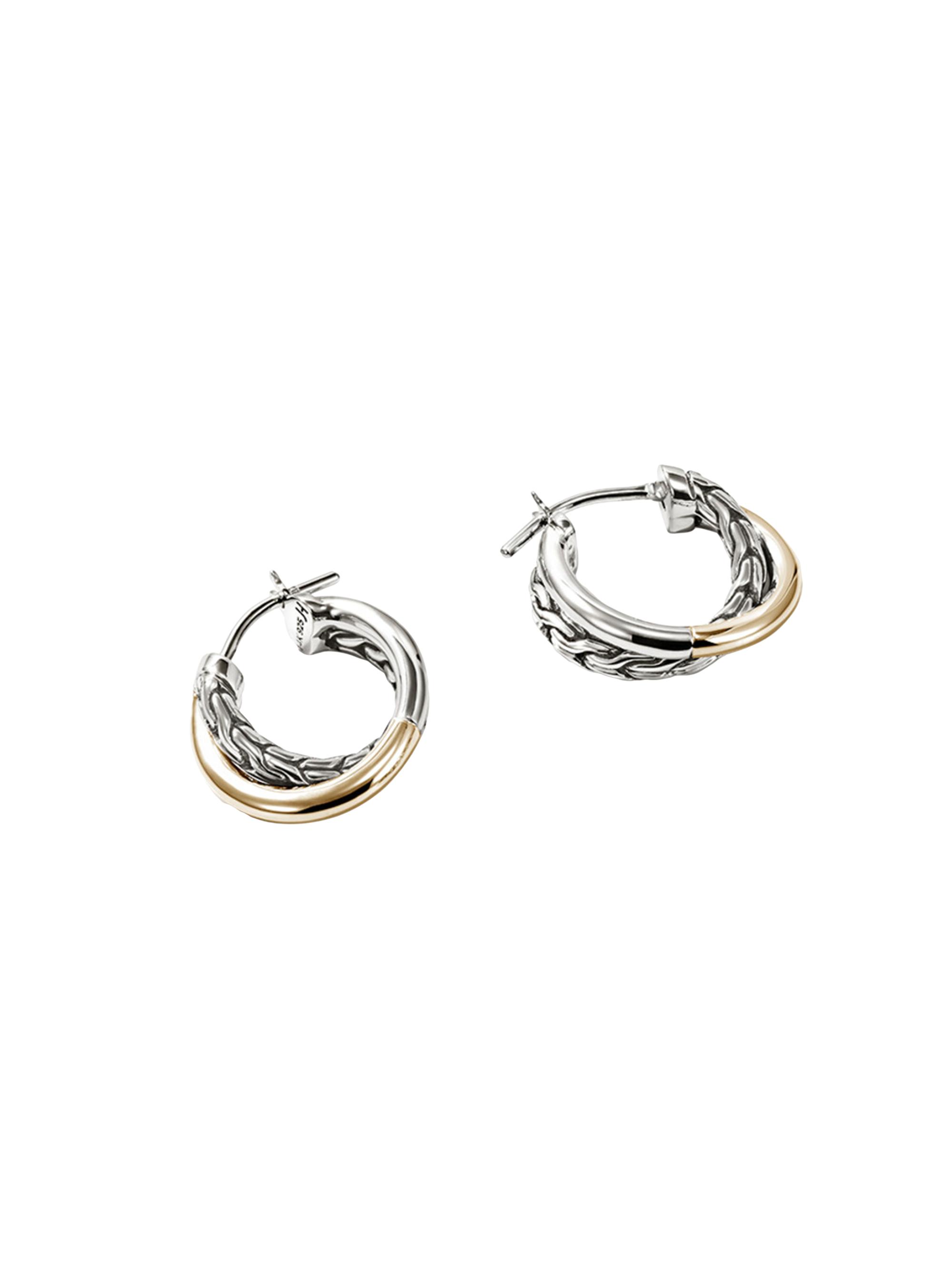 John Hardy Women's JH Essentials 14K Yellow Gold & Sterling Silver  Crossover Earrings - Silver And Yellow Gold