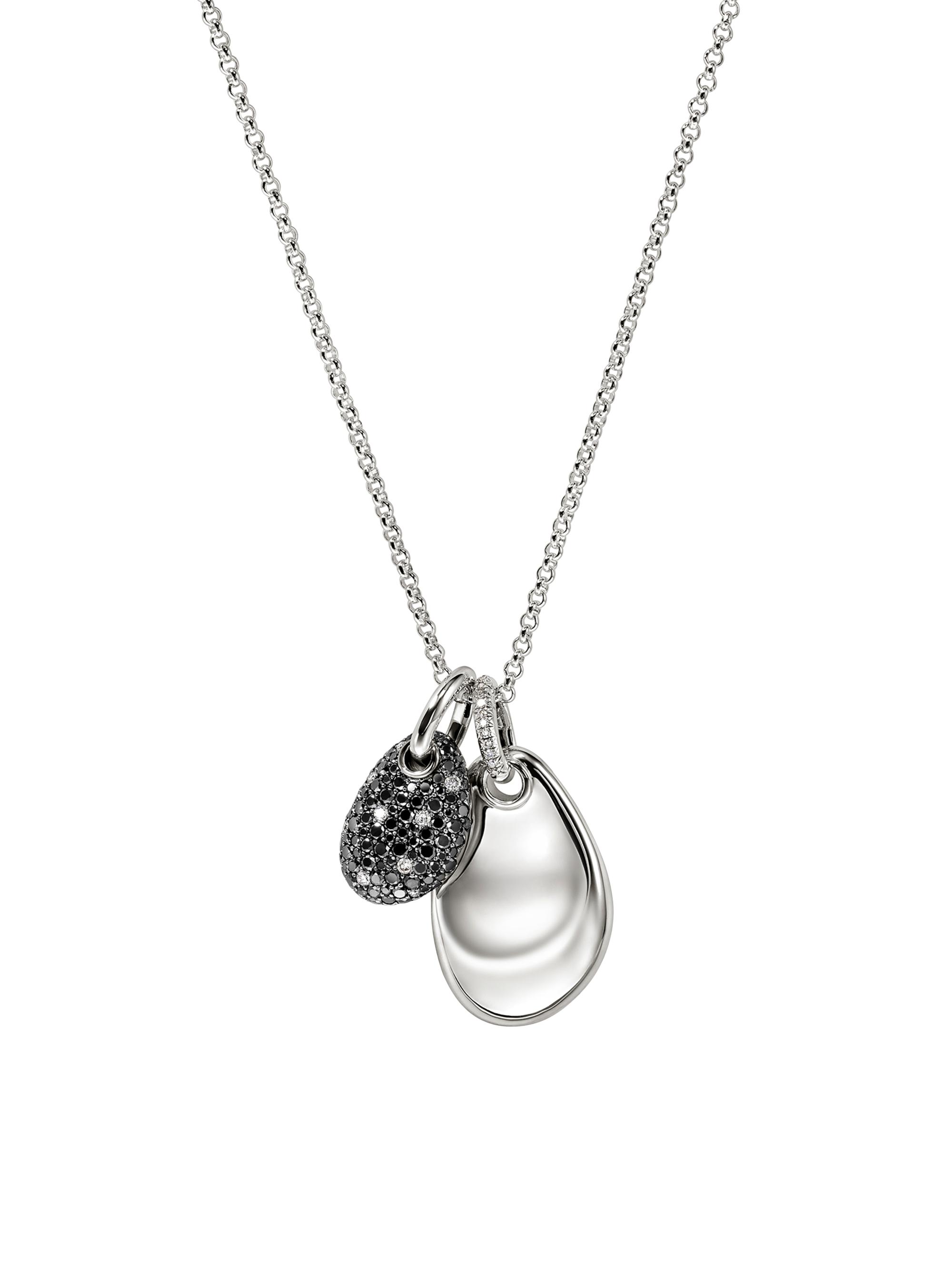 John Hardy Women's Pebble Duo Sterling Silver & 0.16 TCW Pavé Black & White Diamond Necklace - Silver