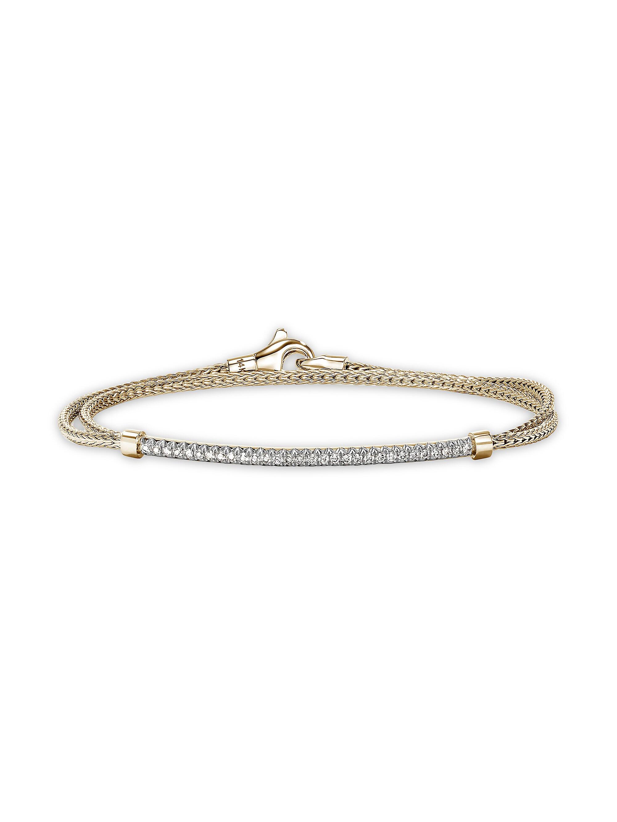 John Hardy Women's JH Essentials Pavé 14K Yellow Gold & 0.24 TCW Diamond Wrap Bracelet - Gold