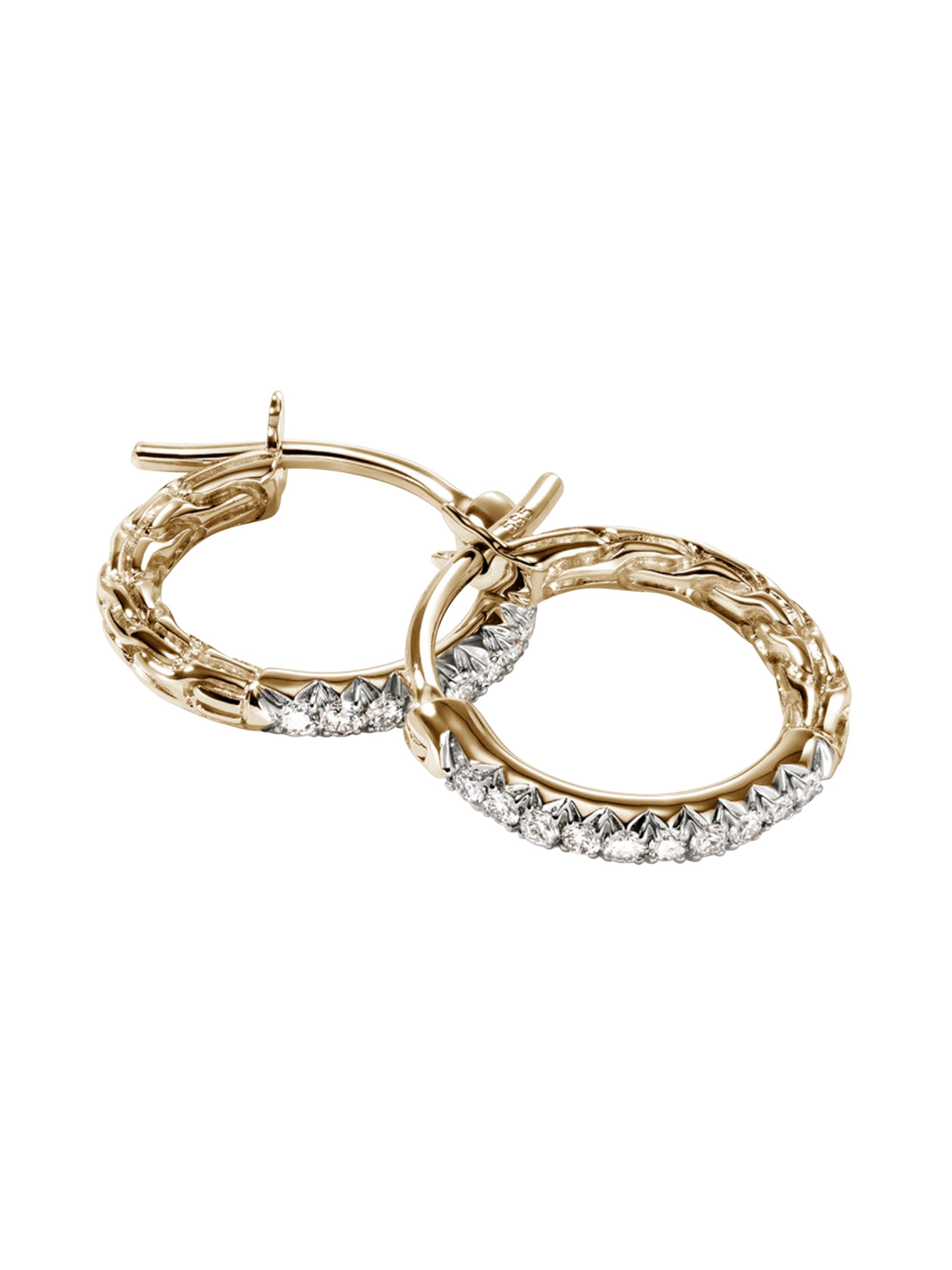 John Hardy Women's JH Essentials 14K Yellow Gold & 0.16 TCW Diamond Pavé Hoop Earrings - Yellow Gold
