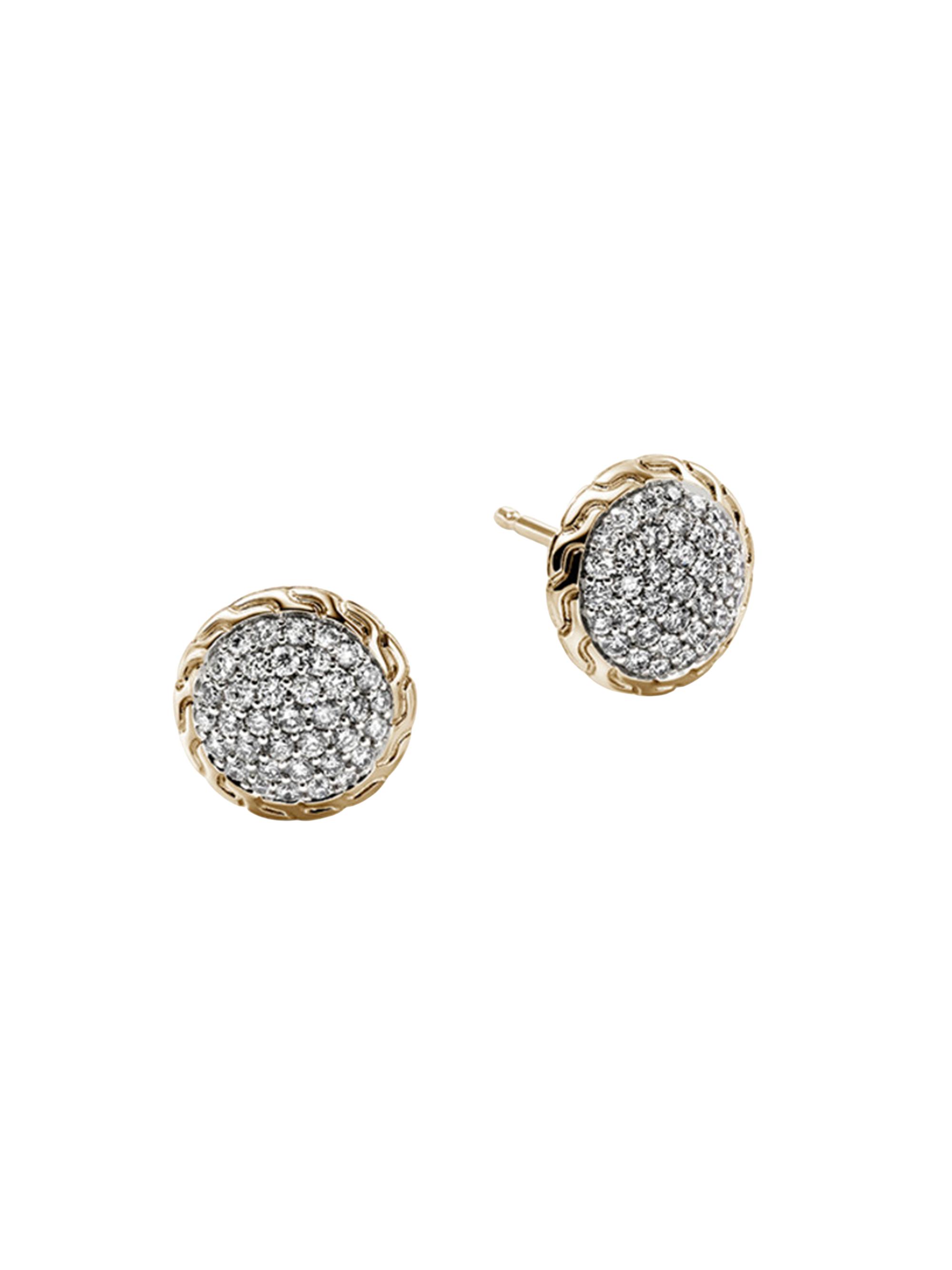 John Hardy Women's JH Essentials 14K Yellow Gold & 0.55 TCW Diamond Pavé Stud Earrings - Yellow Gold