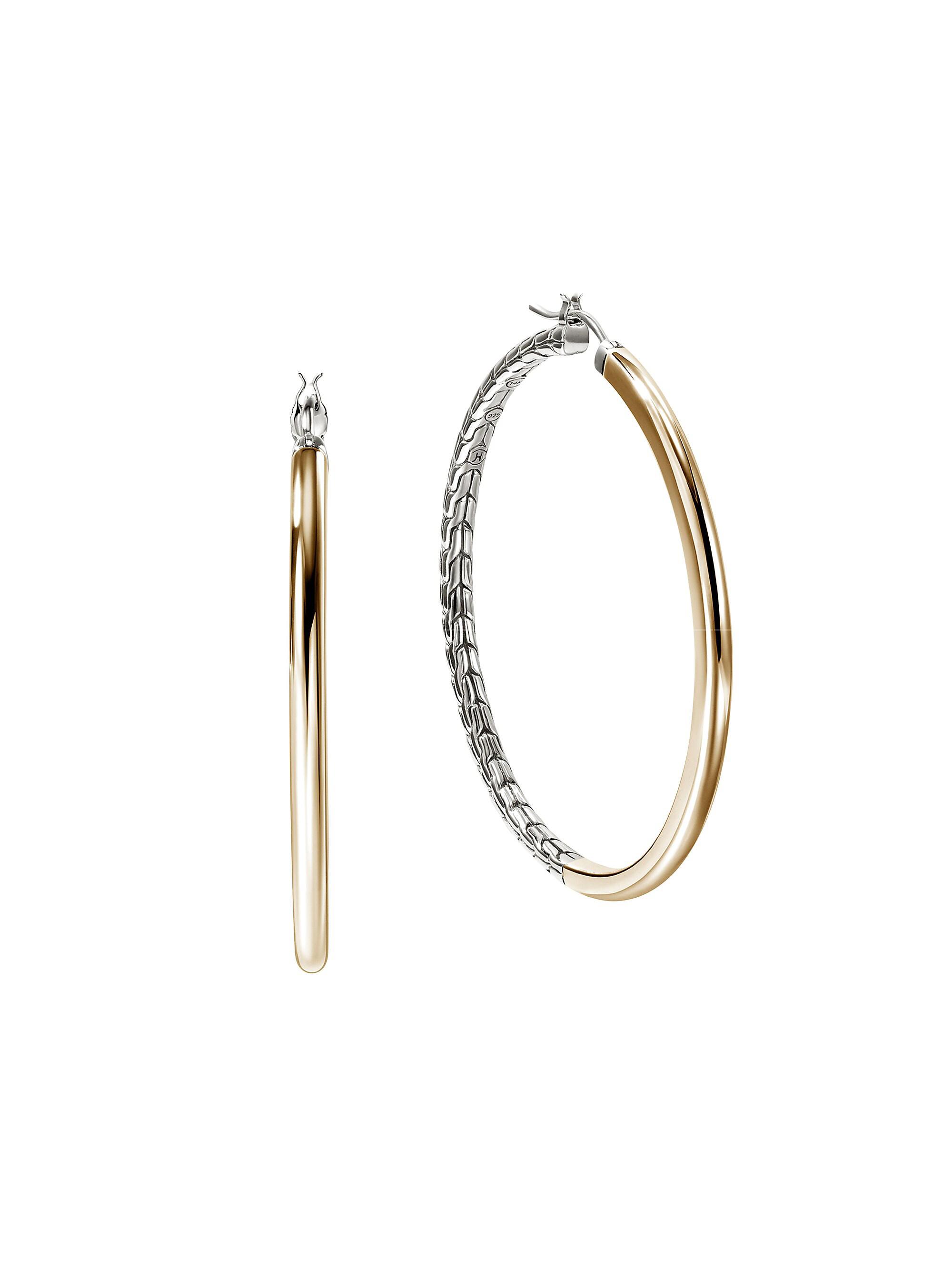 John Hardy Women's JH Essentials 14K Yellow Gold & Sterling Silver Hoop Earrings - Silver And Yellow Gold