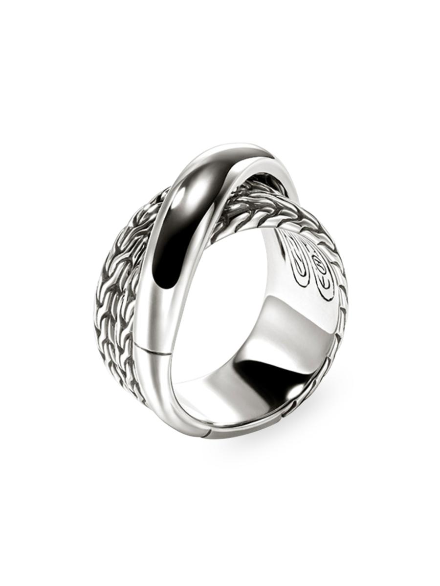 John Hardy JH Essentials Sterling Silver Wide Crossover Ring | Saks ...