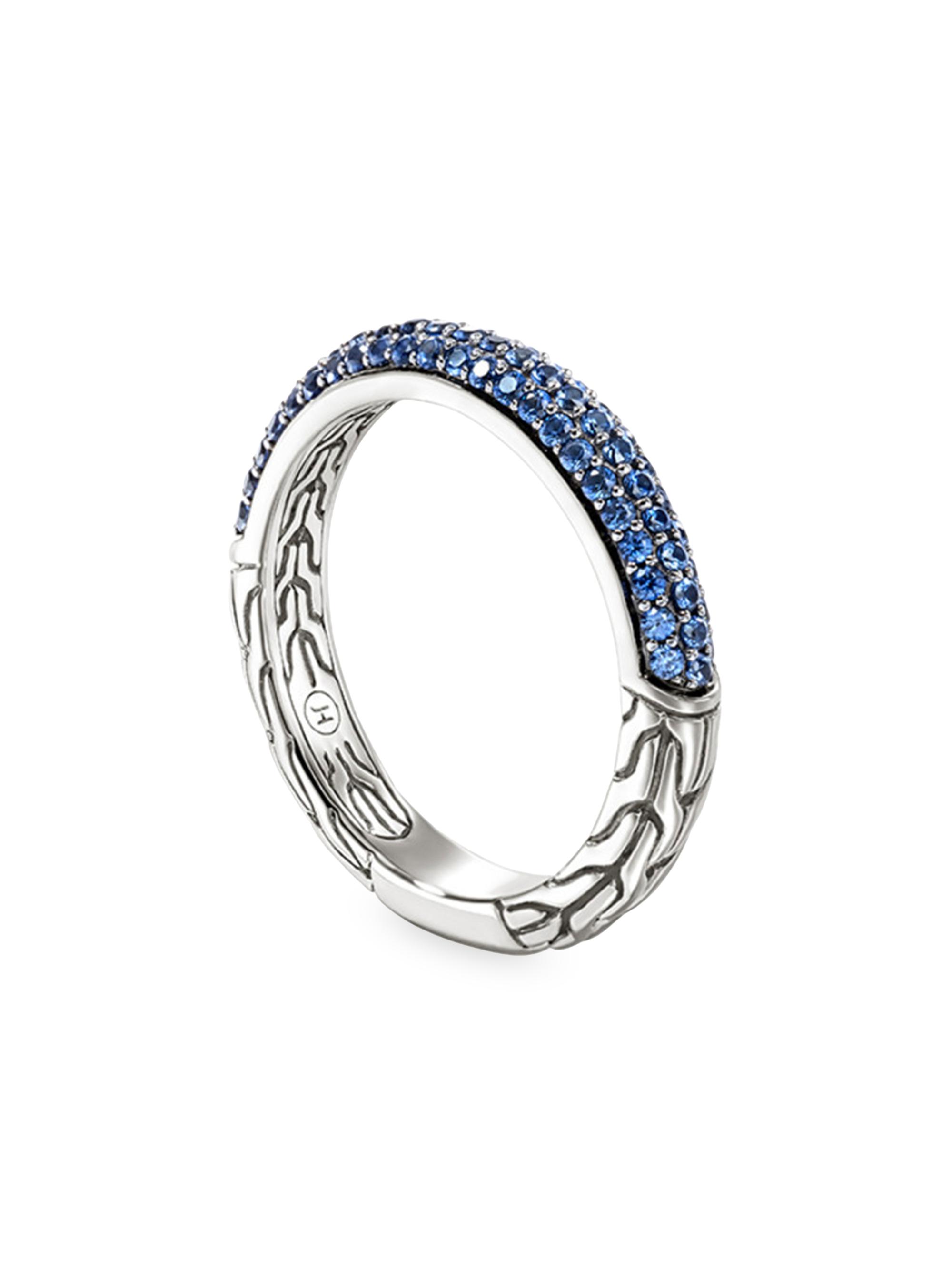 John Hardy Women's JH Essentials Sterling Silver & Blue Sapphire Pavé Band Ring - Silver