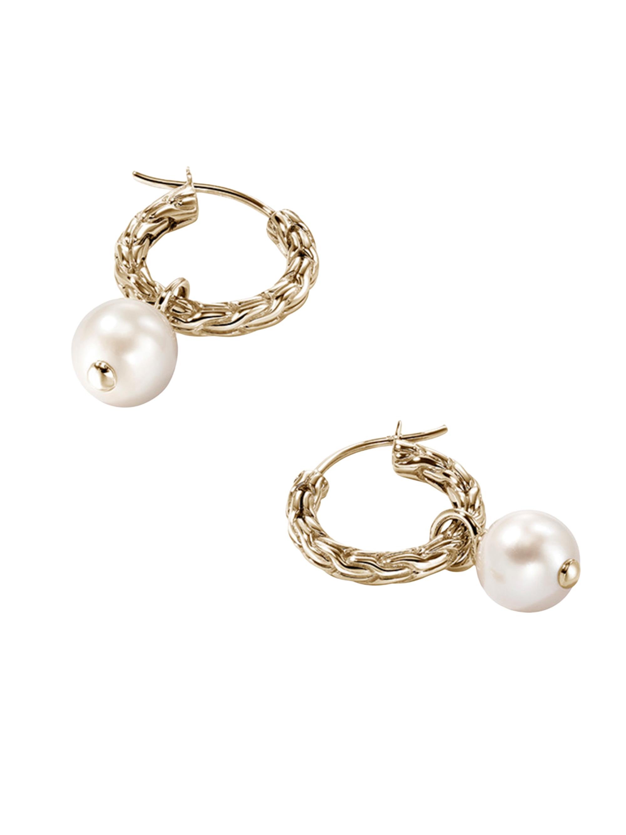 John Hardy Women's JH Essentials 14K Yellow Gold & Cultured Freshwater Pearl Hoop Earrings - Yellow Gold