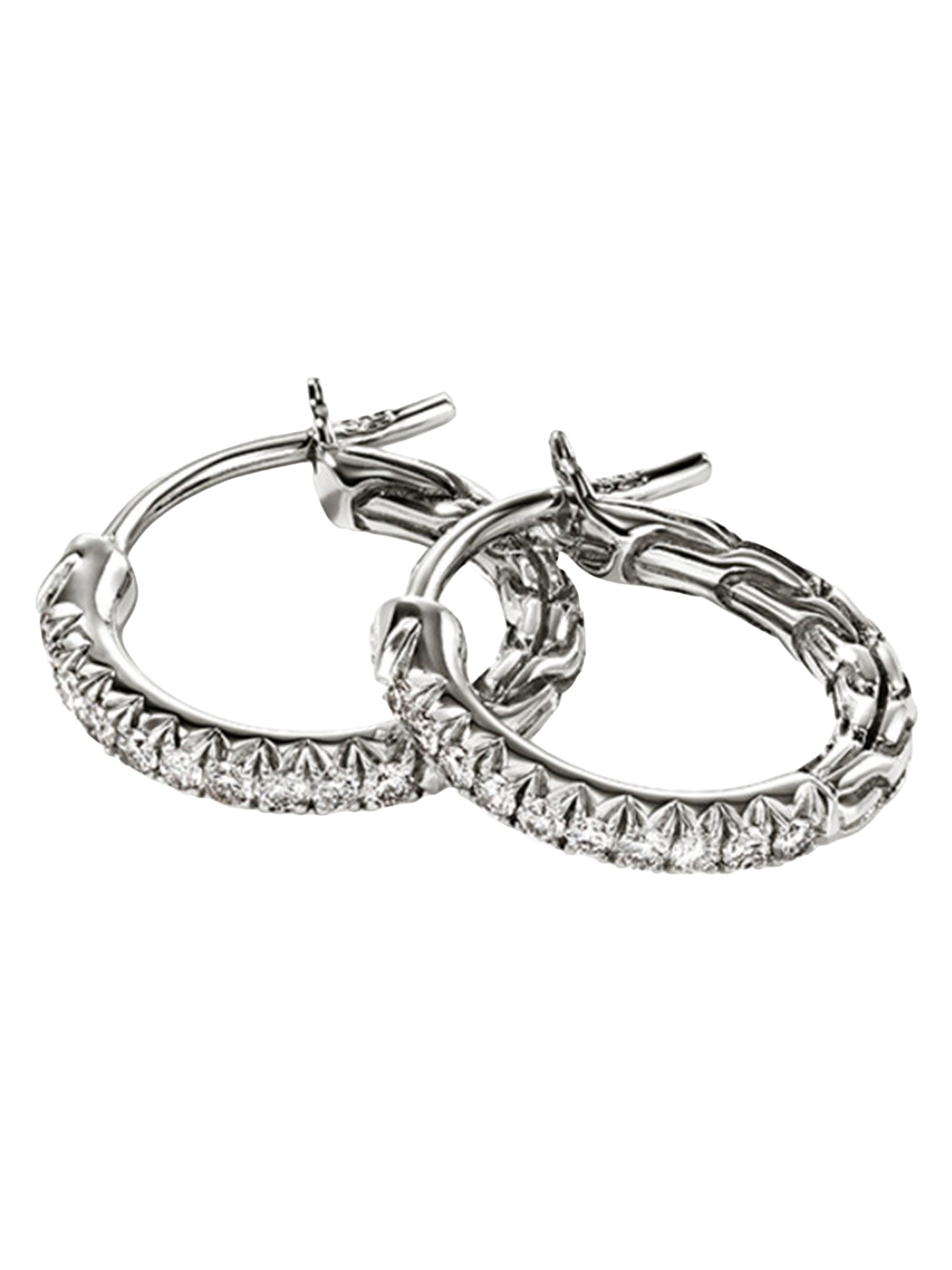 John Hardy Women's JH Essentials Sterling Silver & 0.16 TCW Diamond Pavé Hoop Earrings - Silver