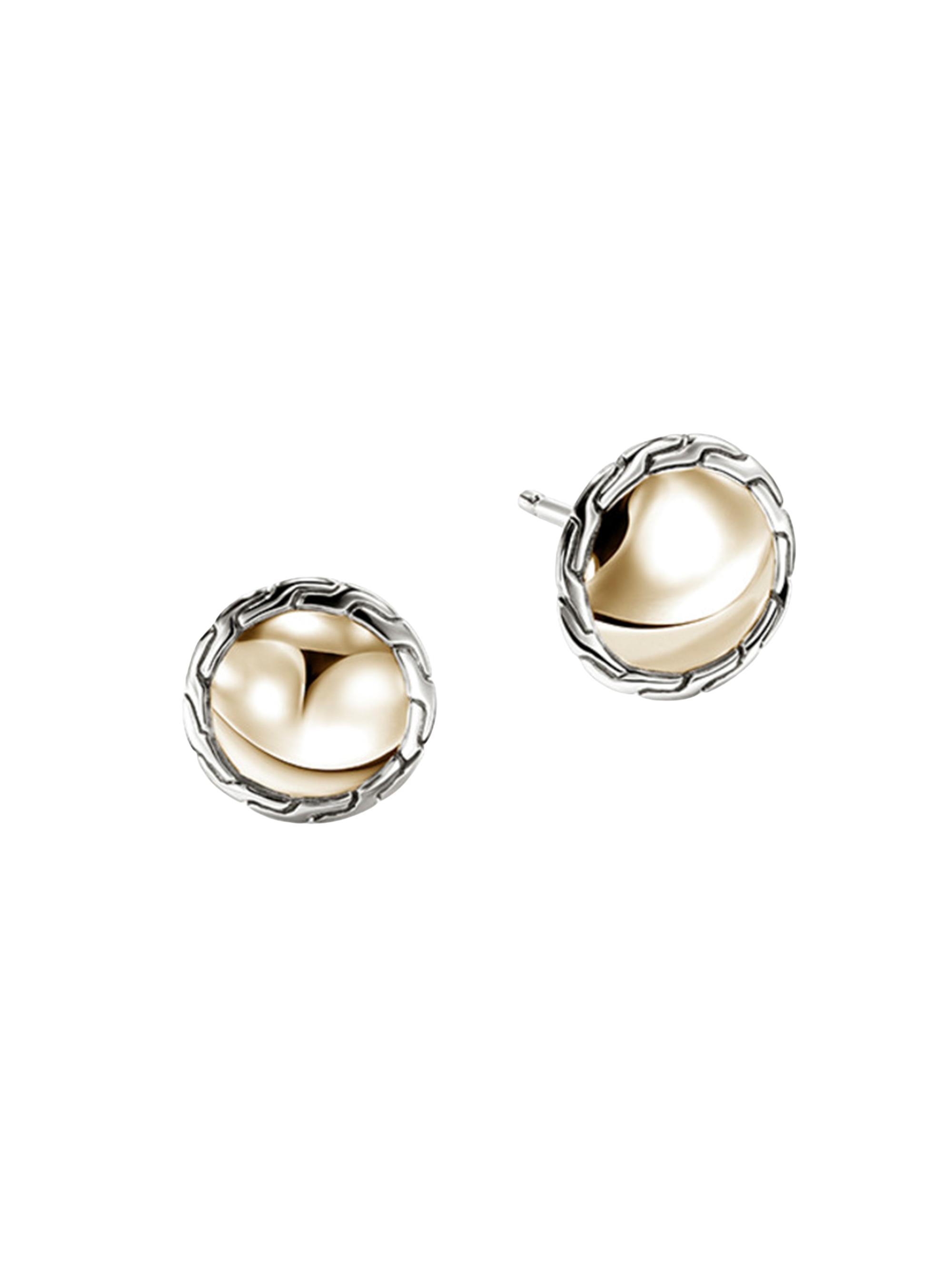 John Hardy Women's JH Essentials 14K Yellow Gold & Sterling Silver Stud Earrings - Silver And Yellow Gold