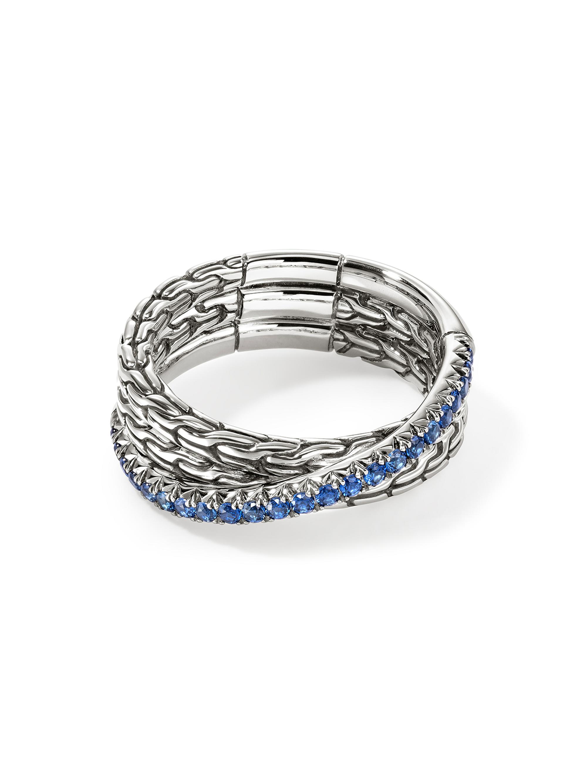 John Hardy Women's JH Essentials Sterling Silver & Blue Sapphire Crossover Ring - Silver