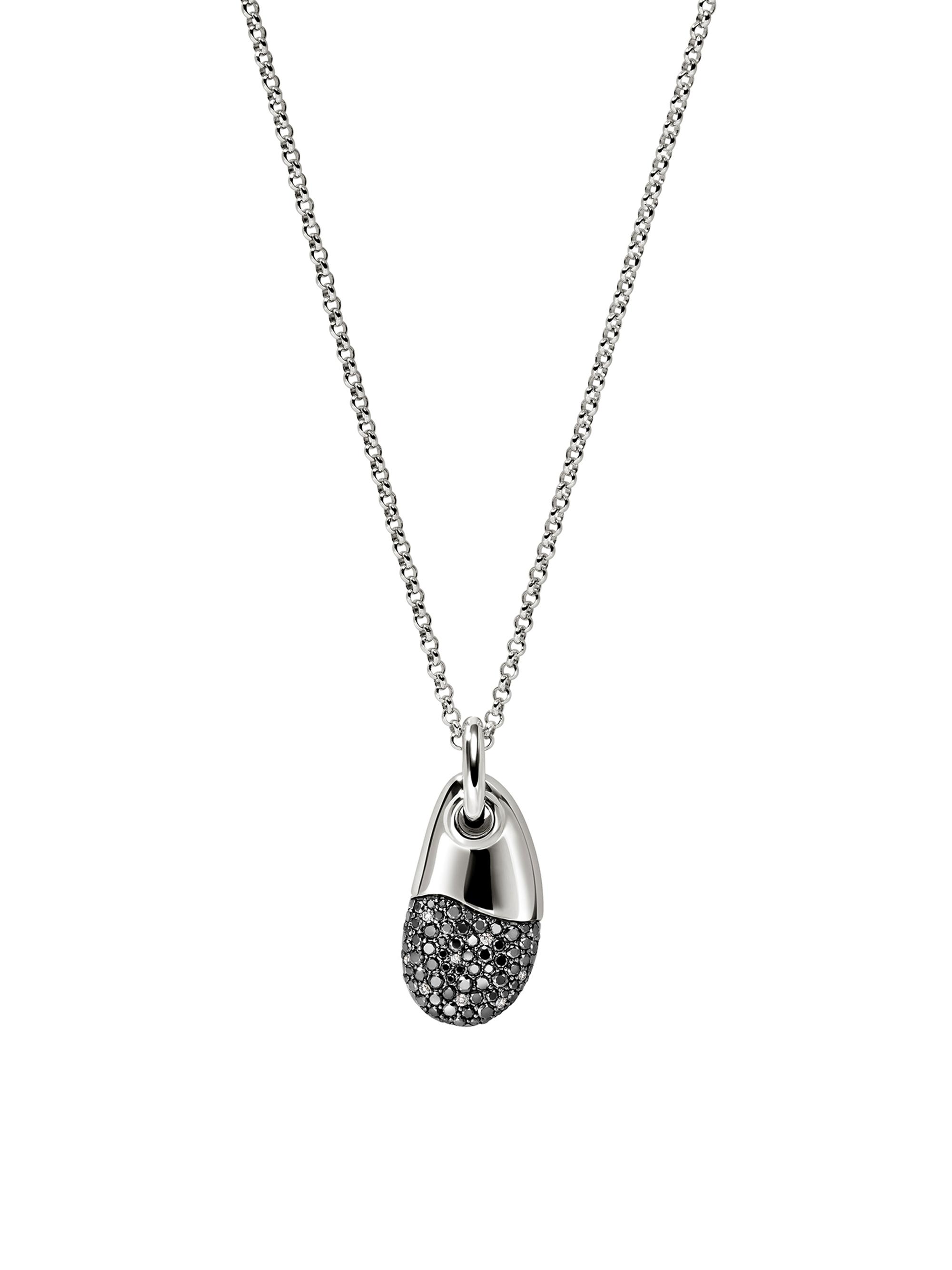 John Hardy Women's Pebble Sterling Silver & 0.05 TCW Pavé Black & White Diamond Necklace - Silver