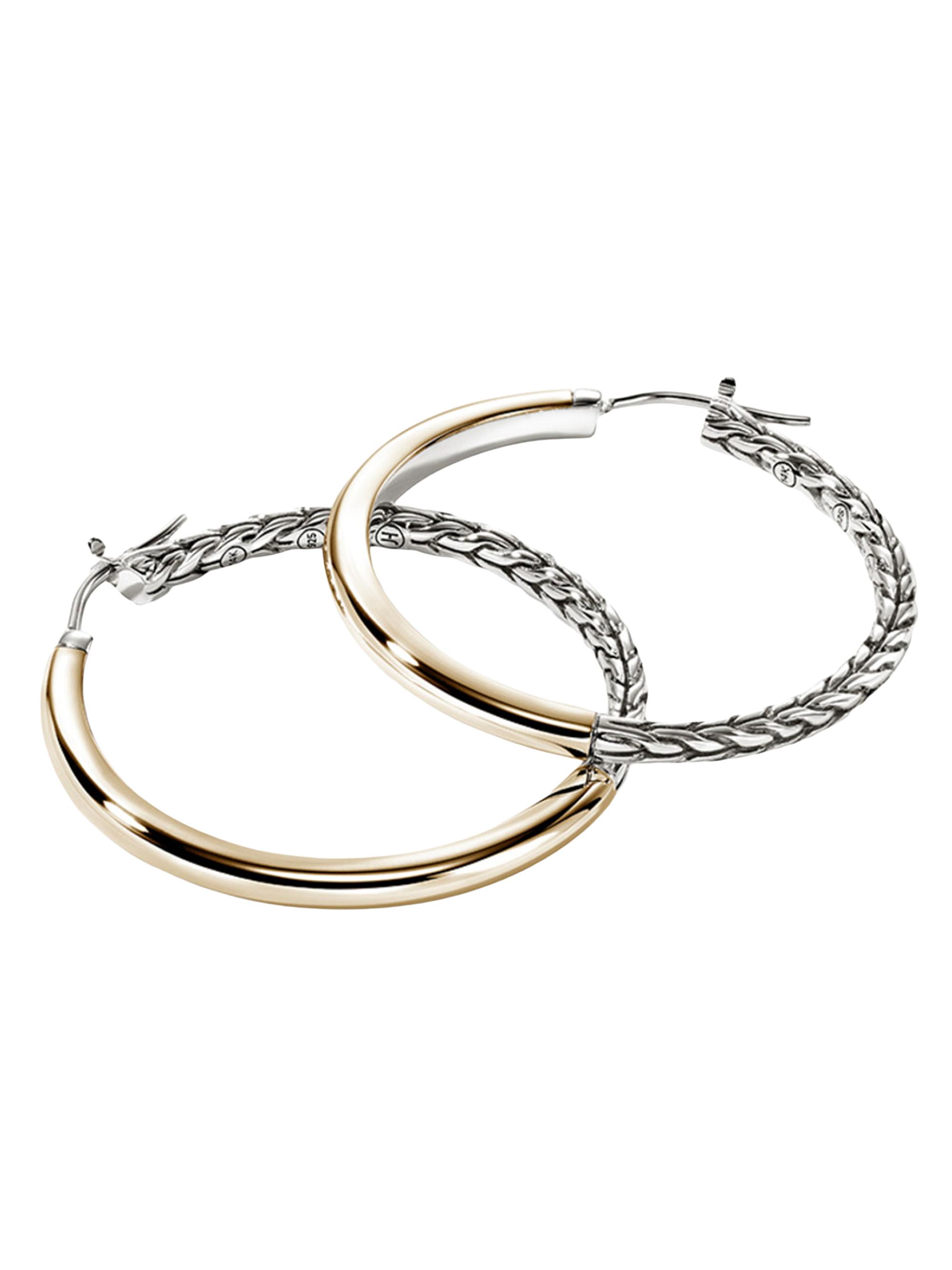 John Hardy Women's JH Essentials 14K Yellow Gold & Sterling Silver Hoop Earrings - Silver And Yellow Gold