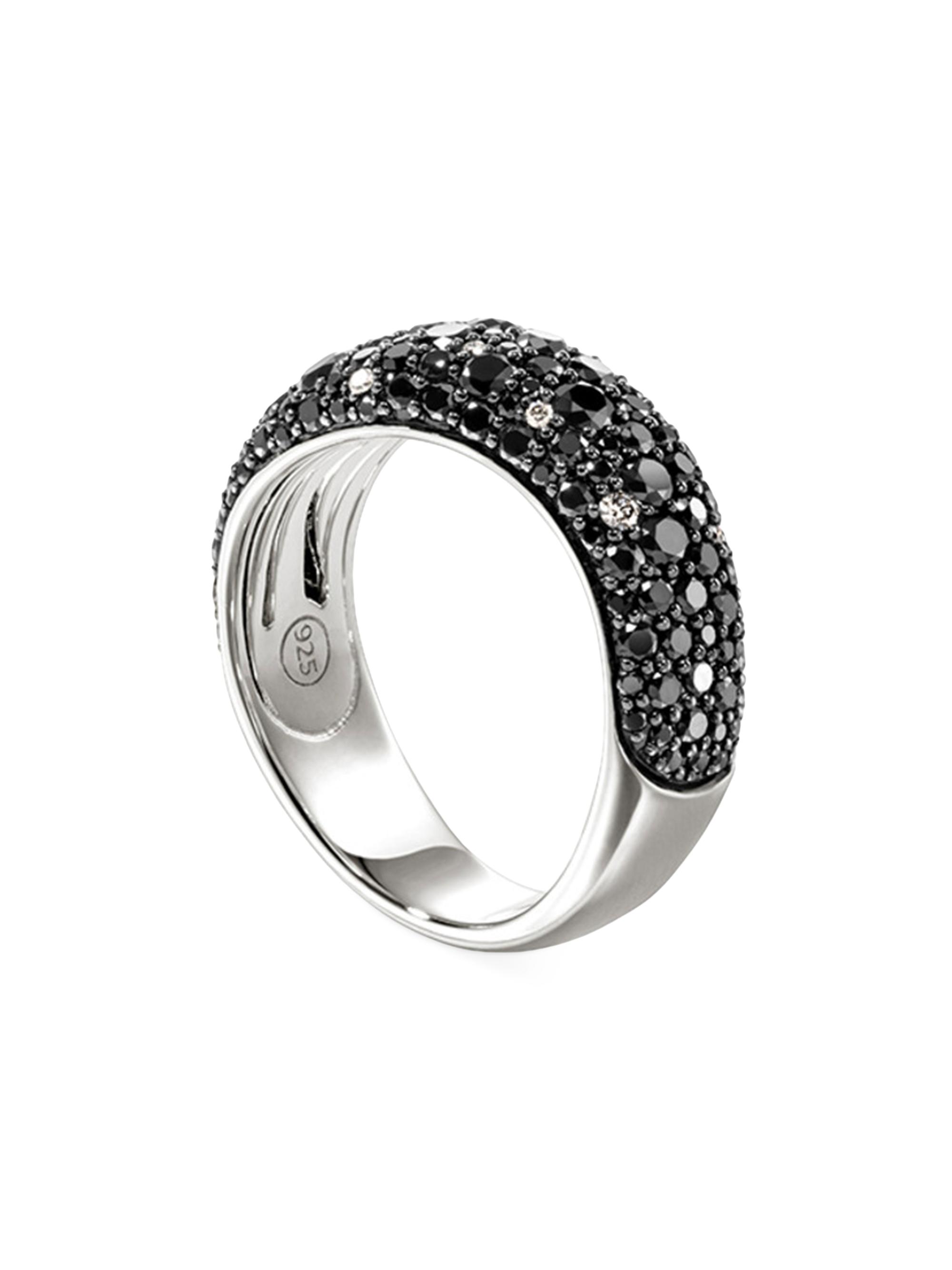 John Hardy Women's Surf Sterling Silver, Black Diamond & 0.10 TCW Wide Ring - Silver