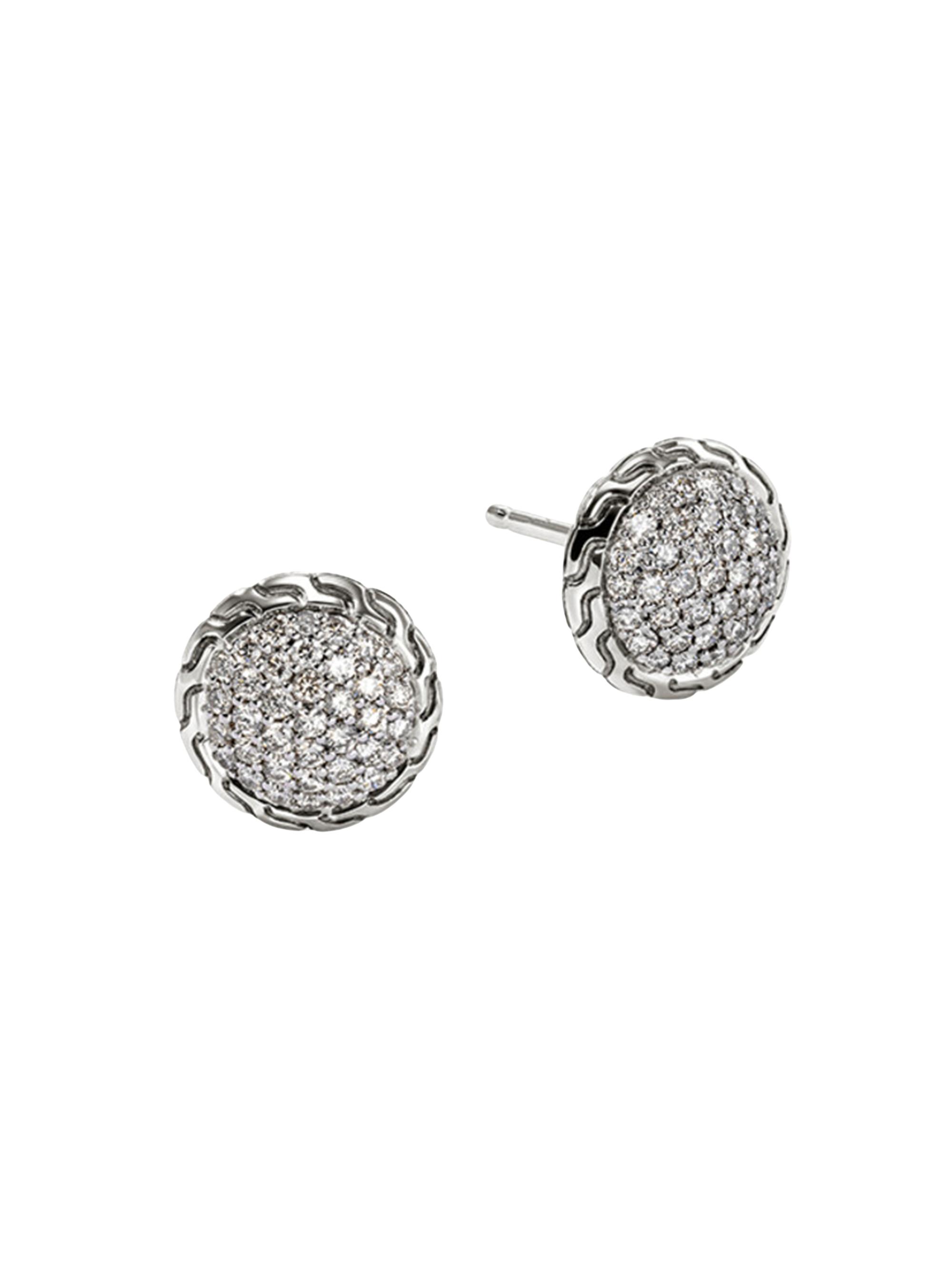 John Hardy Women's JH Essentials Sterling Silver & 0.55 TCW Diamond Pavé Stud Earrings - Silver