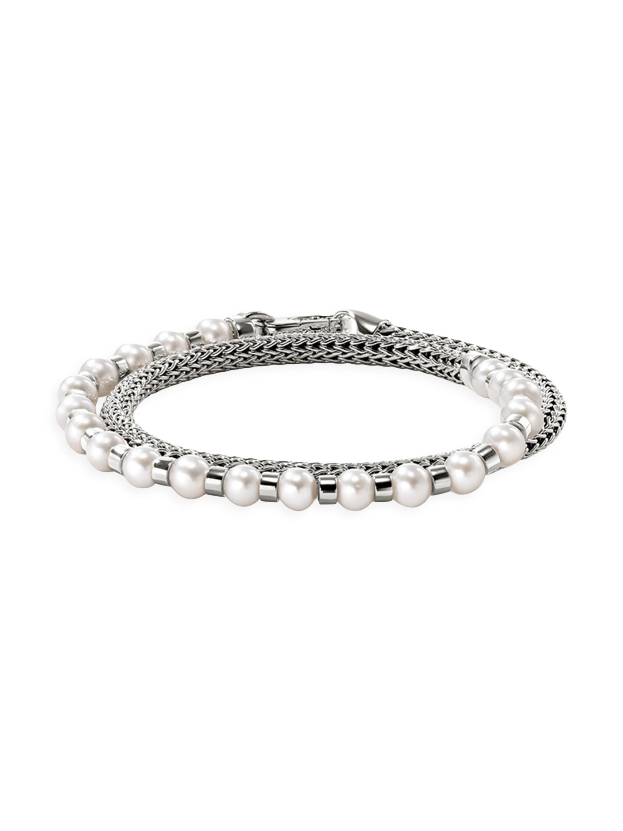 John Hardy Women's JH Essentials Sterling Silver & Cultured Freshwater Pearl Wrap Bracelet - Silver