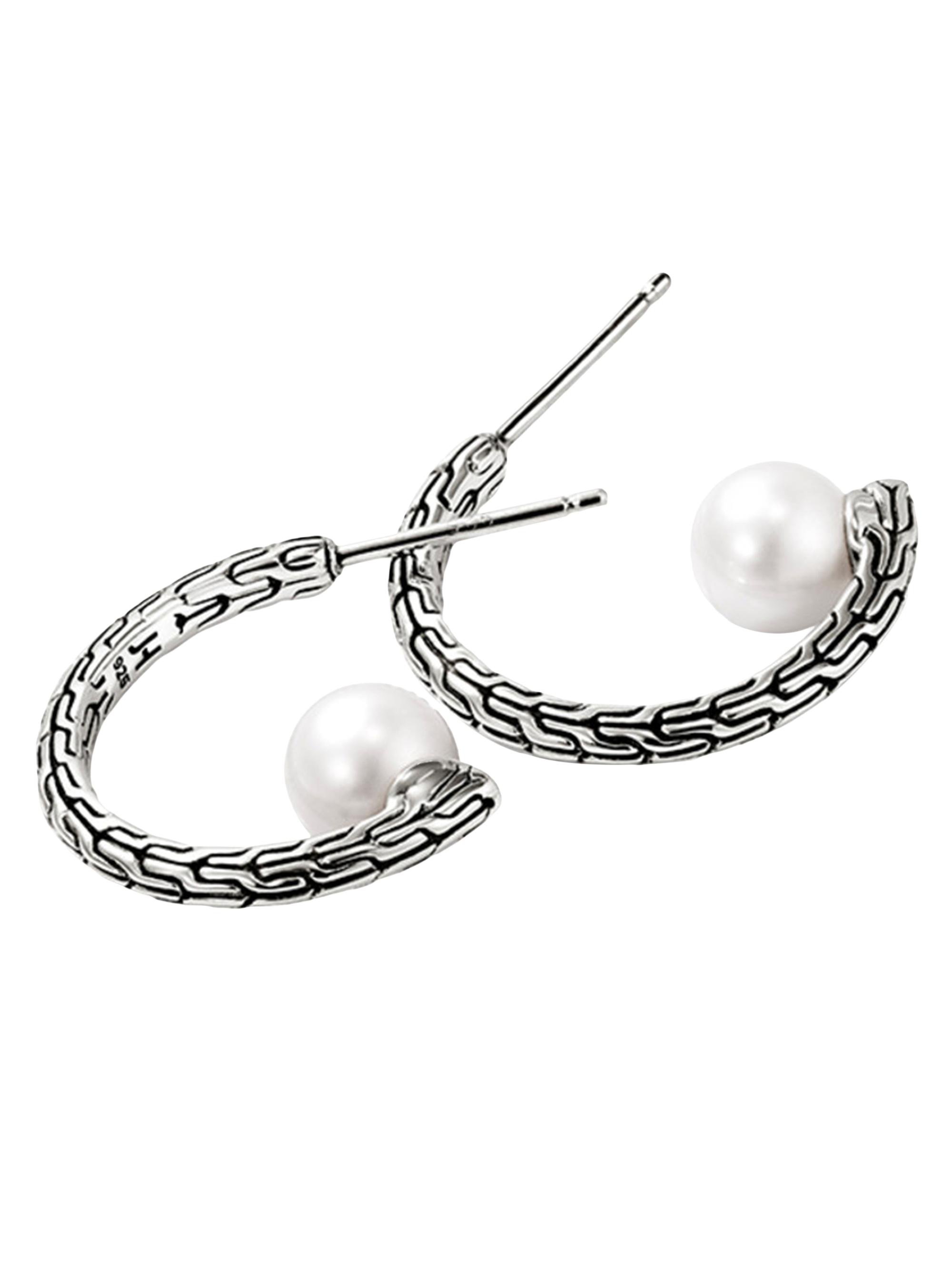 John Hardy Women's JH Essentials Sterling Silver & Cultured Freshwater Pearl Hoop Earrings - Silver
