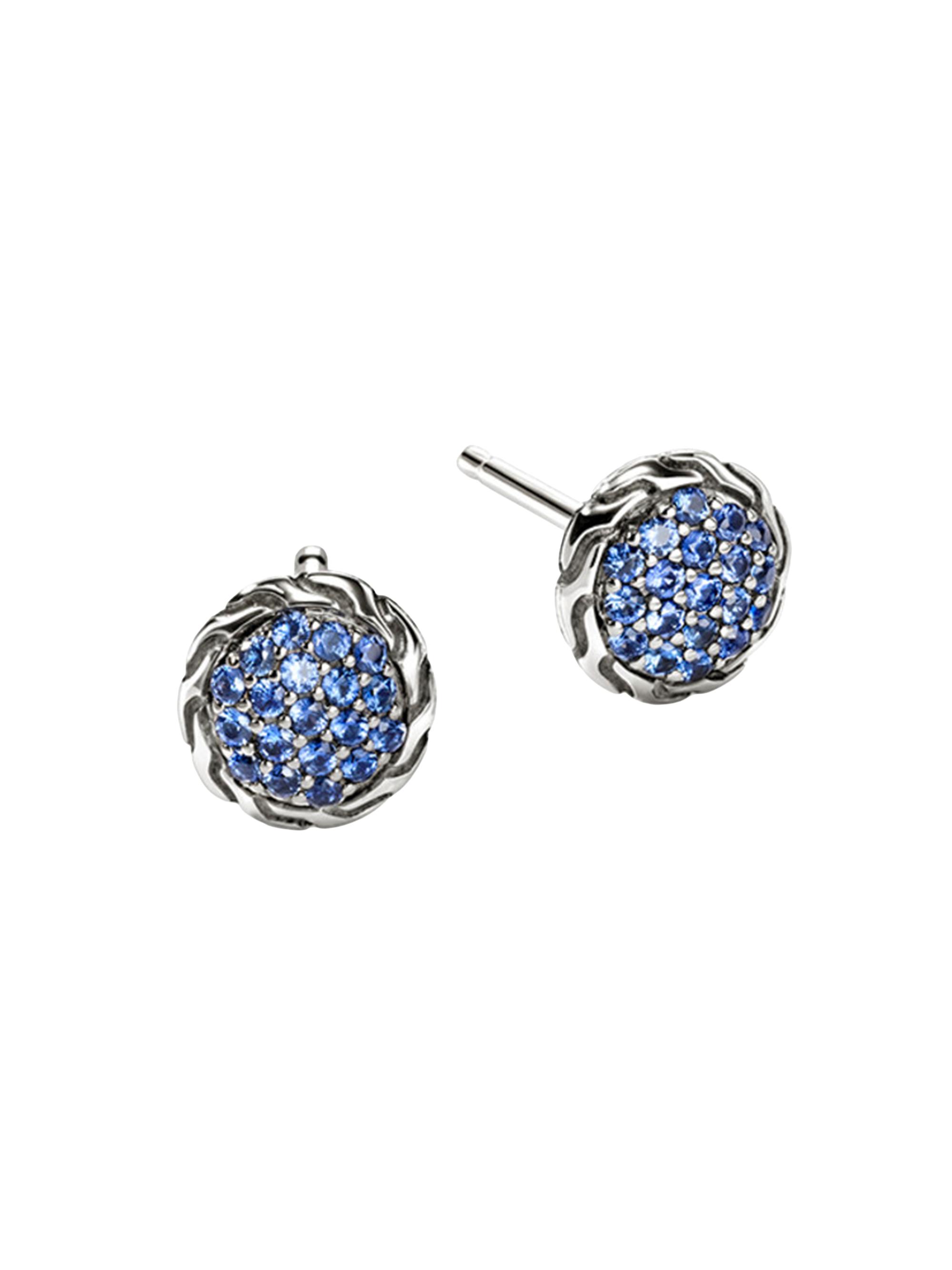 John Hardy Women's JH Essentials Sterling Silver & Blue Sapphire Pavé Stud Earrings - Silver