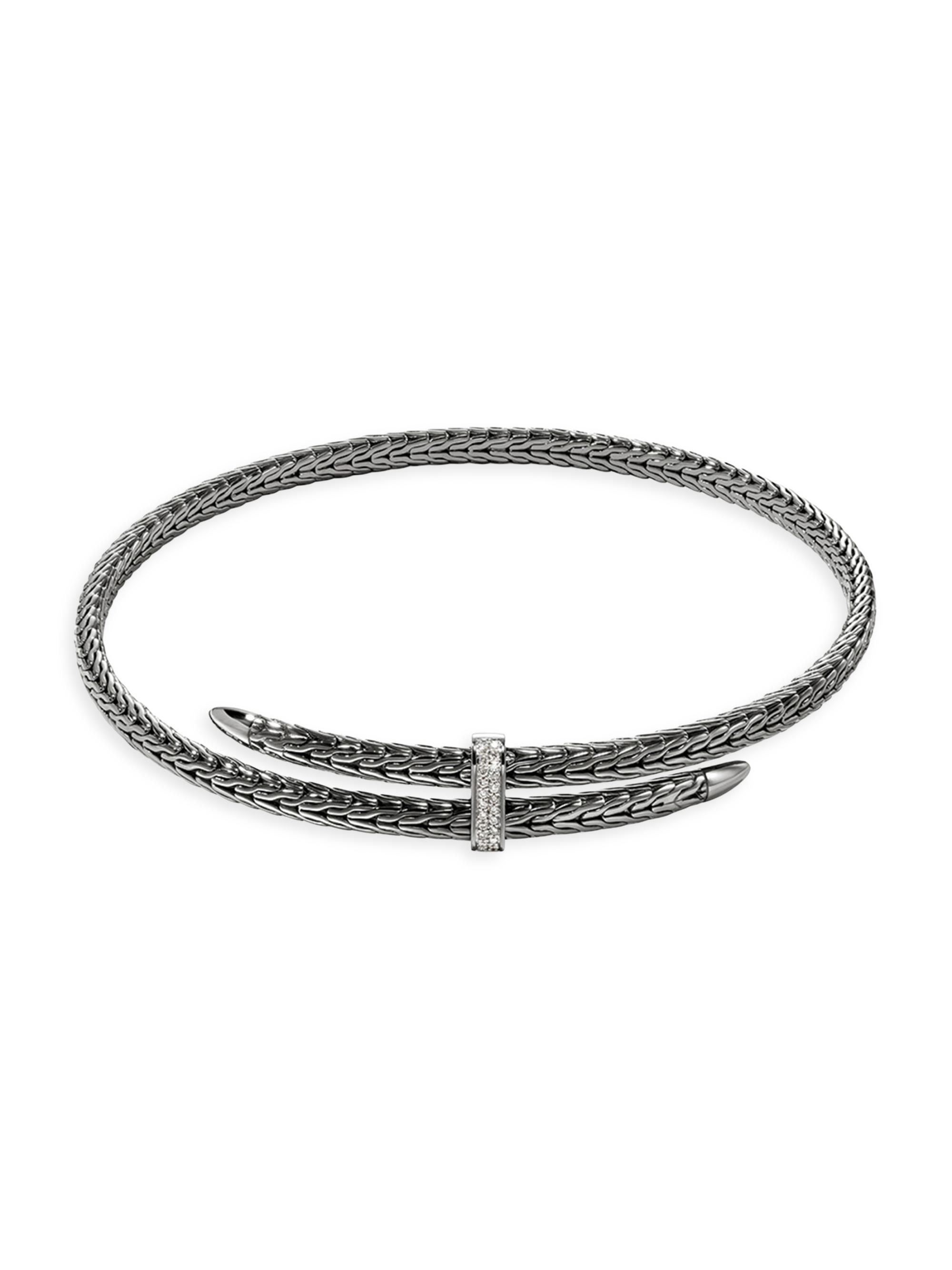 John Hardy Women's Spear Sterling Silver, Black Rhodium & 0.24 TCW Diamond Necklace - Silver