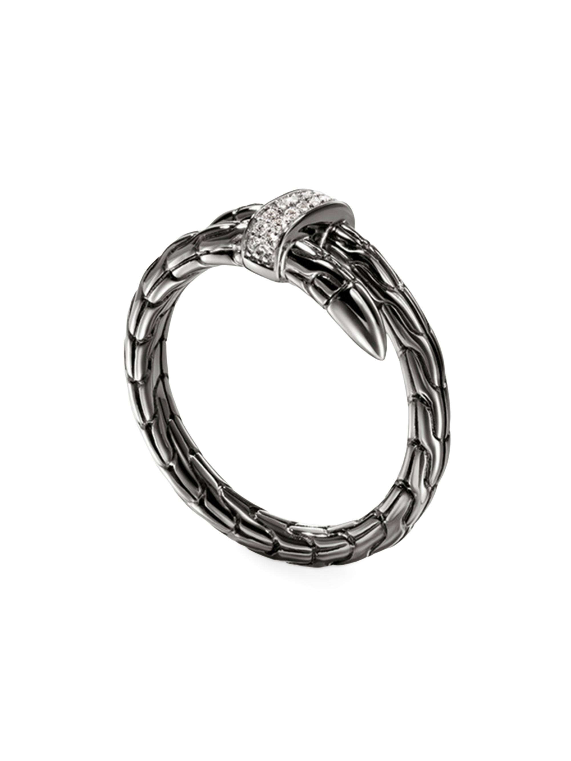 John Hardy Women's Spear Sterling Silver, Black Rhodium & 0.08 TCW Diamond Ring - Silver