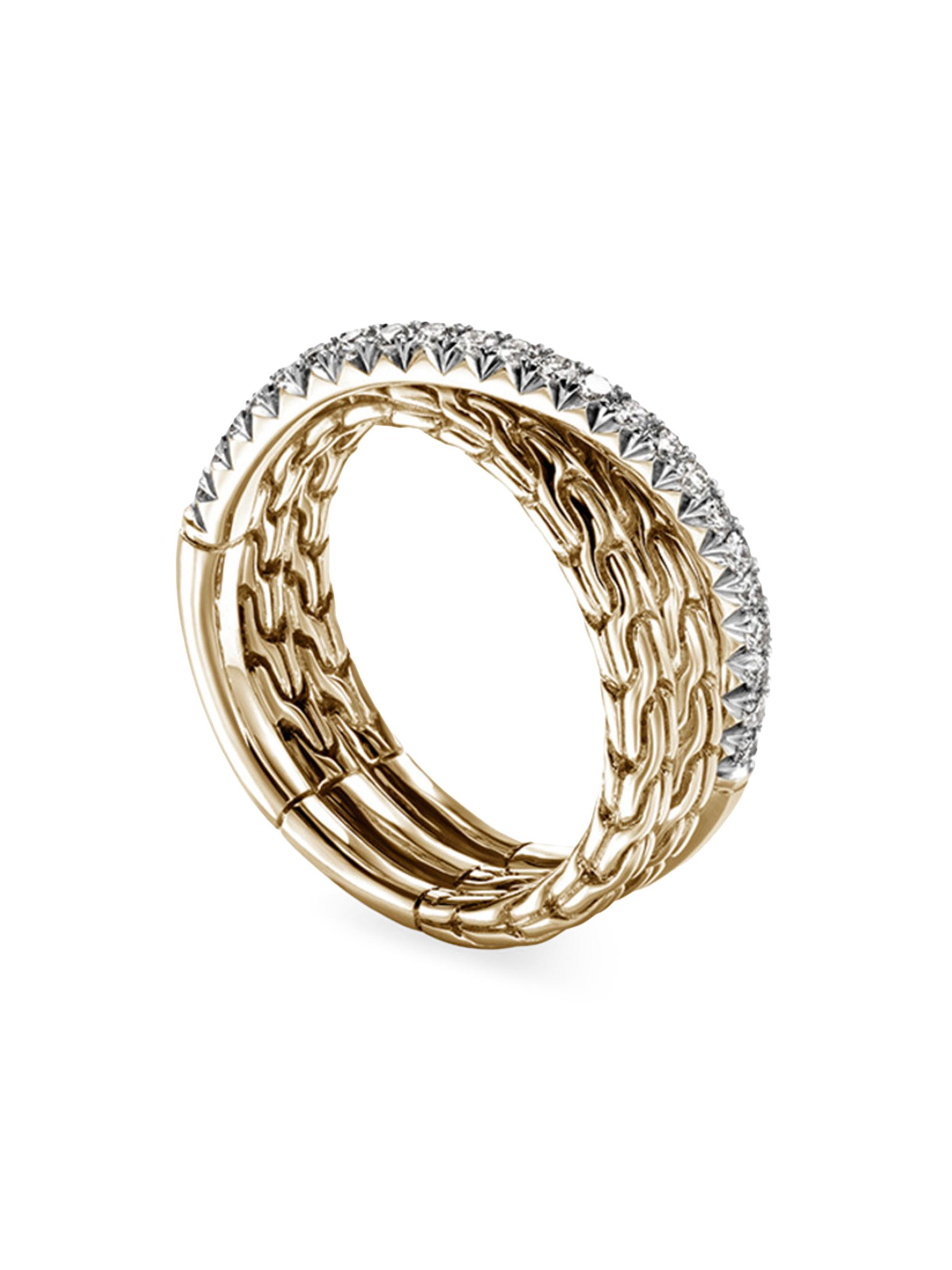 John Hardy Women's JH Essentials 14K Yellow Gold & 0.35 TCW Crossover Ring - Yellow Gold