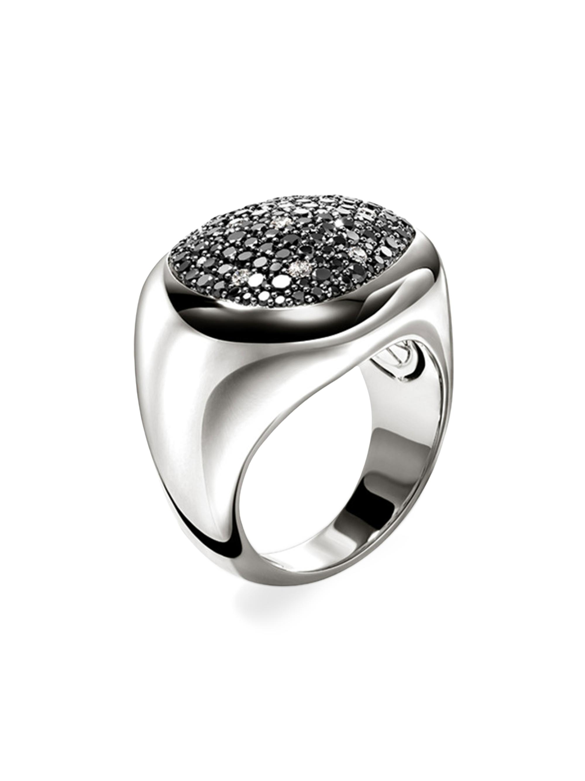 John Hardy Women's Pebble Sterling Silver, Black Diamond & 0.15 TCW Diamond Pavé Ring - Silver