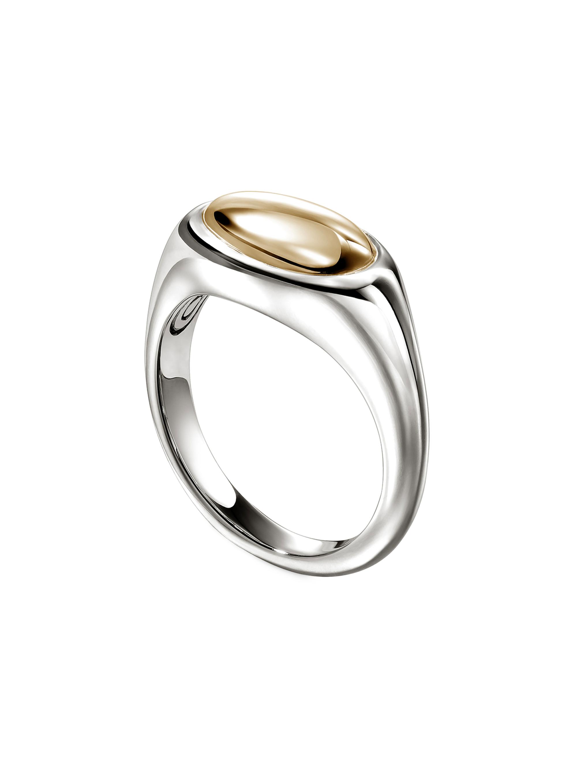 John Hardy Women's Pebble 14K Yellow Gold & Sterling Silver Ring - Silver And Yellow Gold