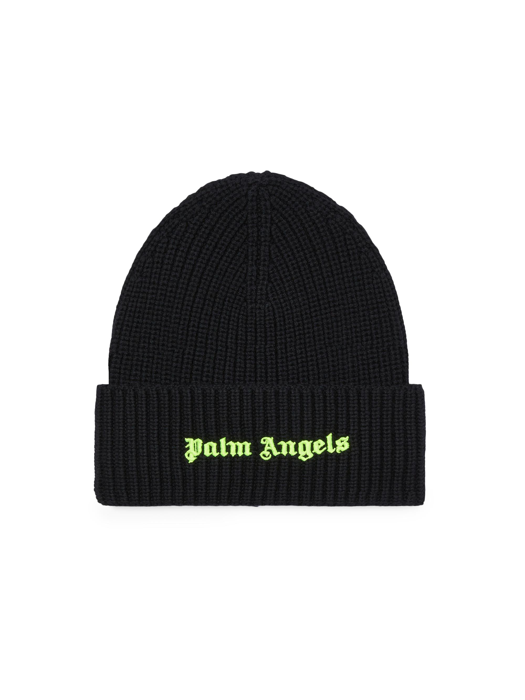 Palm Angels Men's Classic Logo Maxi Beanie - Black Yellow