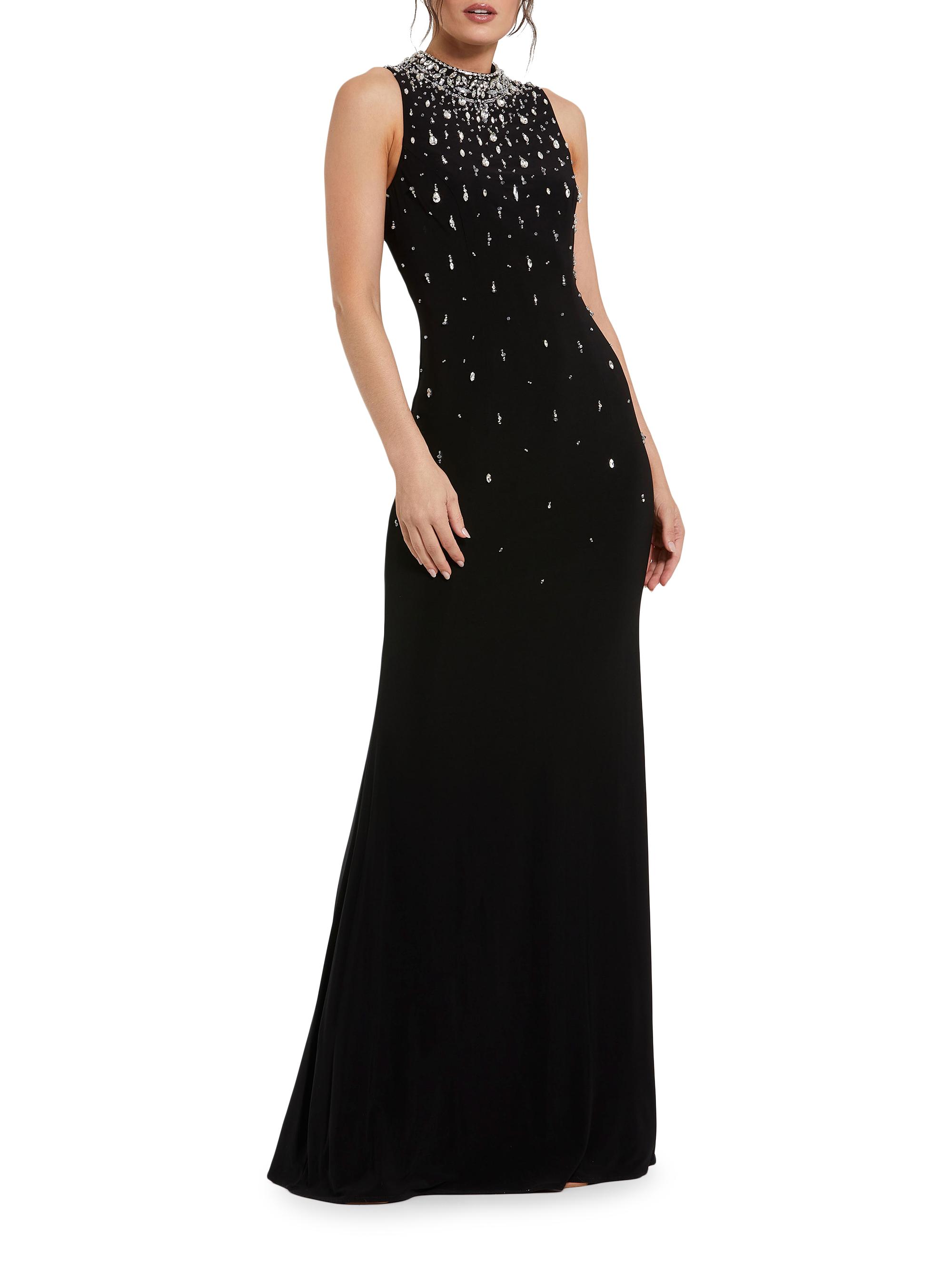 Mac Duggal Women's Beaded Stretch Jersey Gown - Black