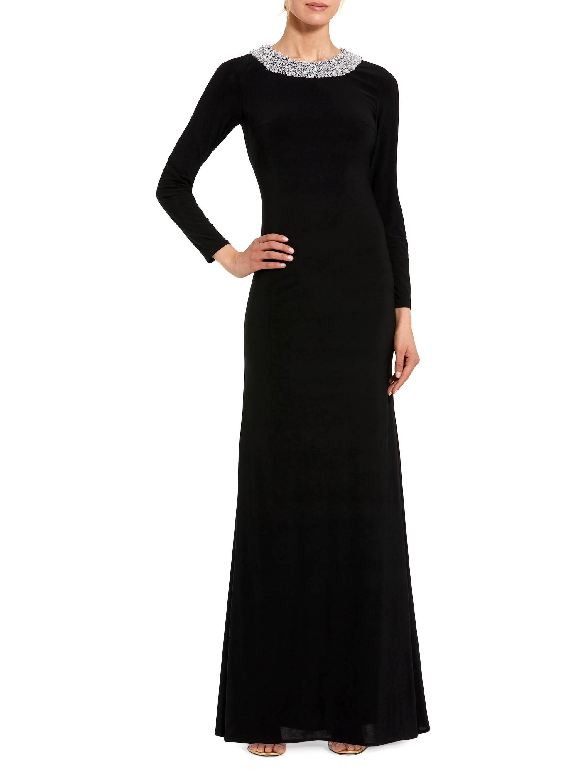 Mac Duggal Women's Beaded Jersey Long-Sleeve Gown - Black