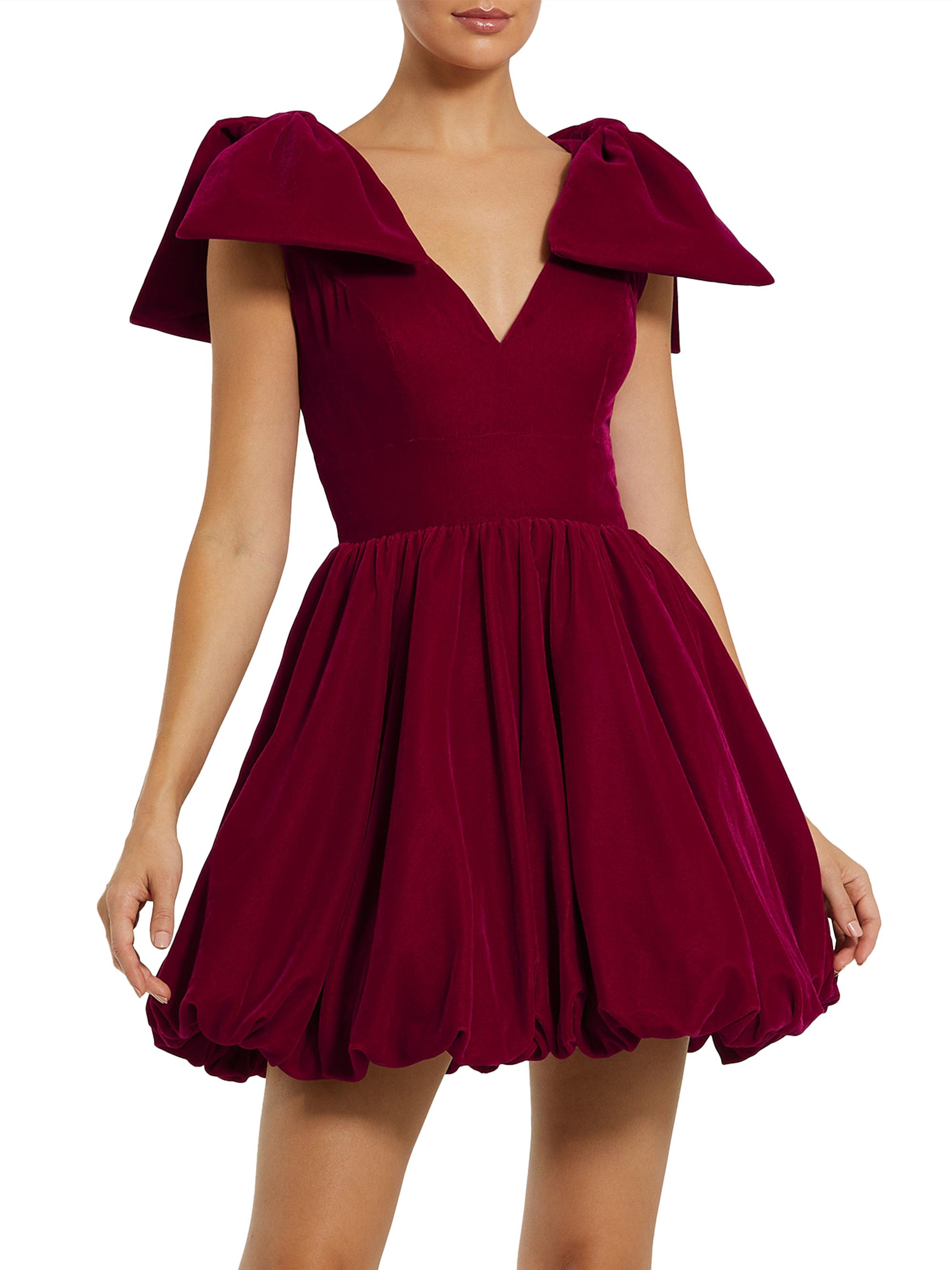 Mac Duggal Women's Bow Shoulder Cocktail Minidress - Berry