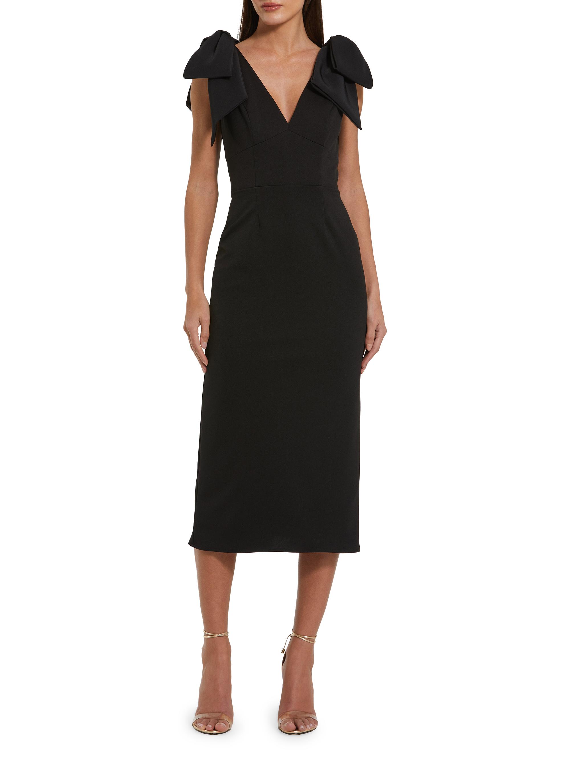 Mac Duggal Women's Crêpe Bow Shoulder Midi-Dress - Black