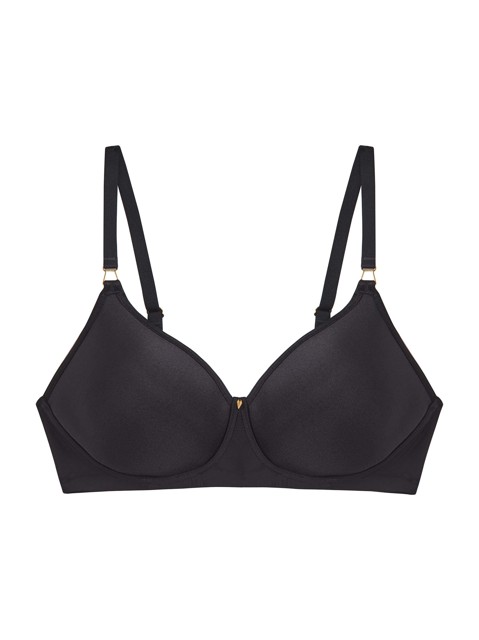 ❁⃘*Ravijour❁⃘*NuBra❁⃘*.☆BLACK超レア☆size A Black Racer Bra With Rhinestone Neckline - 668B